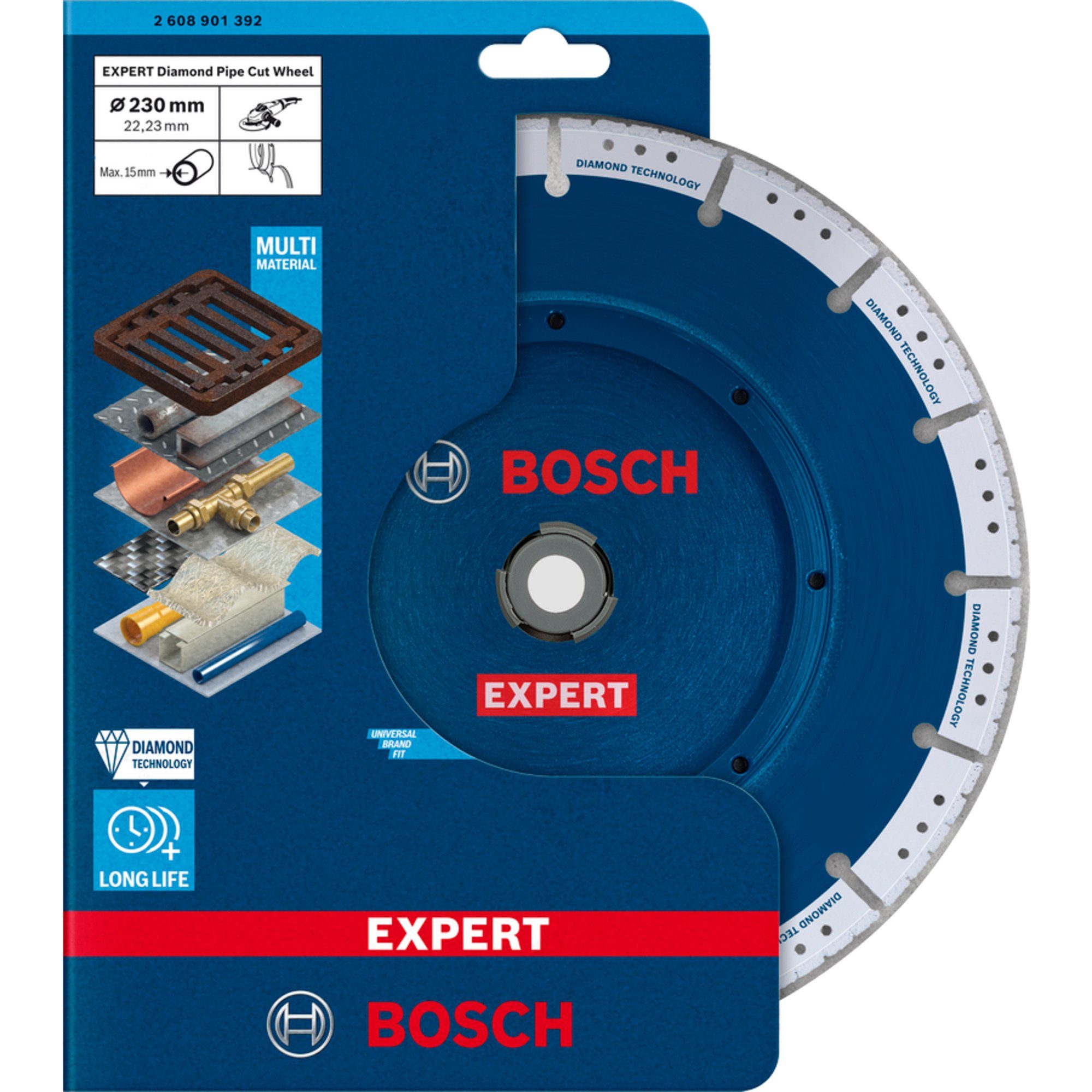 BOSCH Trennscheibe Bosch Professional Diamanttrennscheibe Materialeignung: EXPERT, Aluminium, Gusseisen, Metall Kupfer, Kunststoff