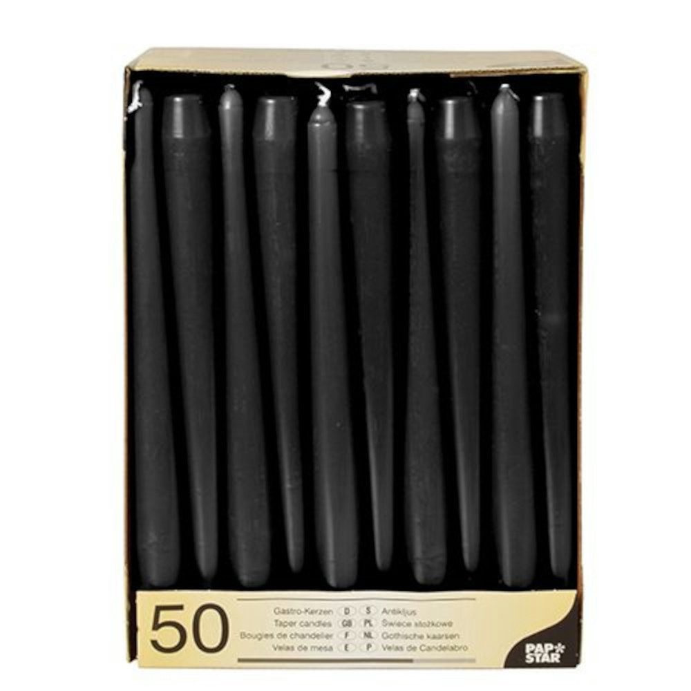 PAPSTAR GmbH Spitzkerze 50 Leuchterkerzen Ø 2,2 cm 25 cm schwarz günstig online kaufen