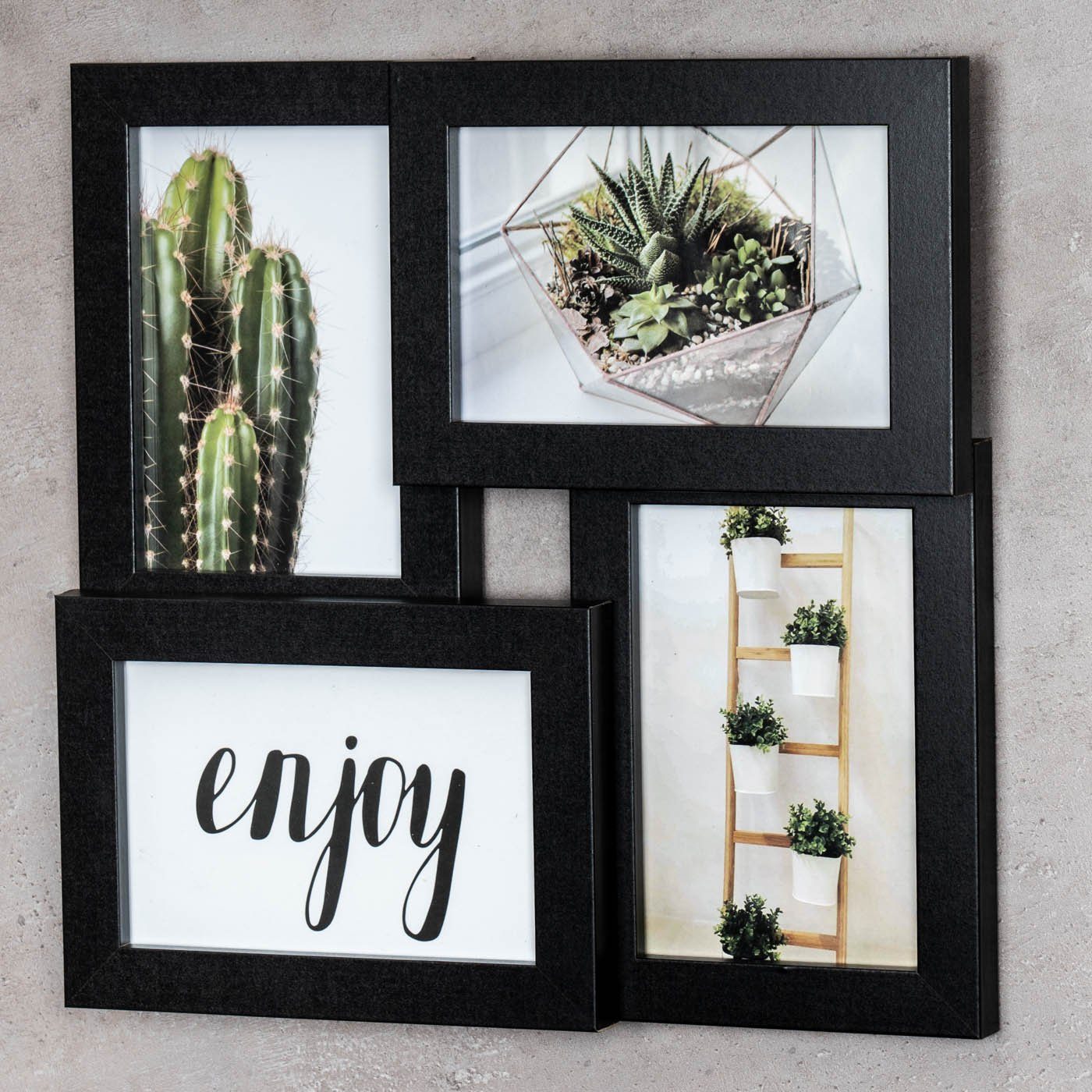 Levandeo® Bilderrahmen Collage, Bilderrahmen 30x30cm Schwarz Holz 4 Fotos 1 günstig online kaufen