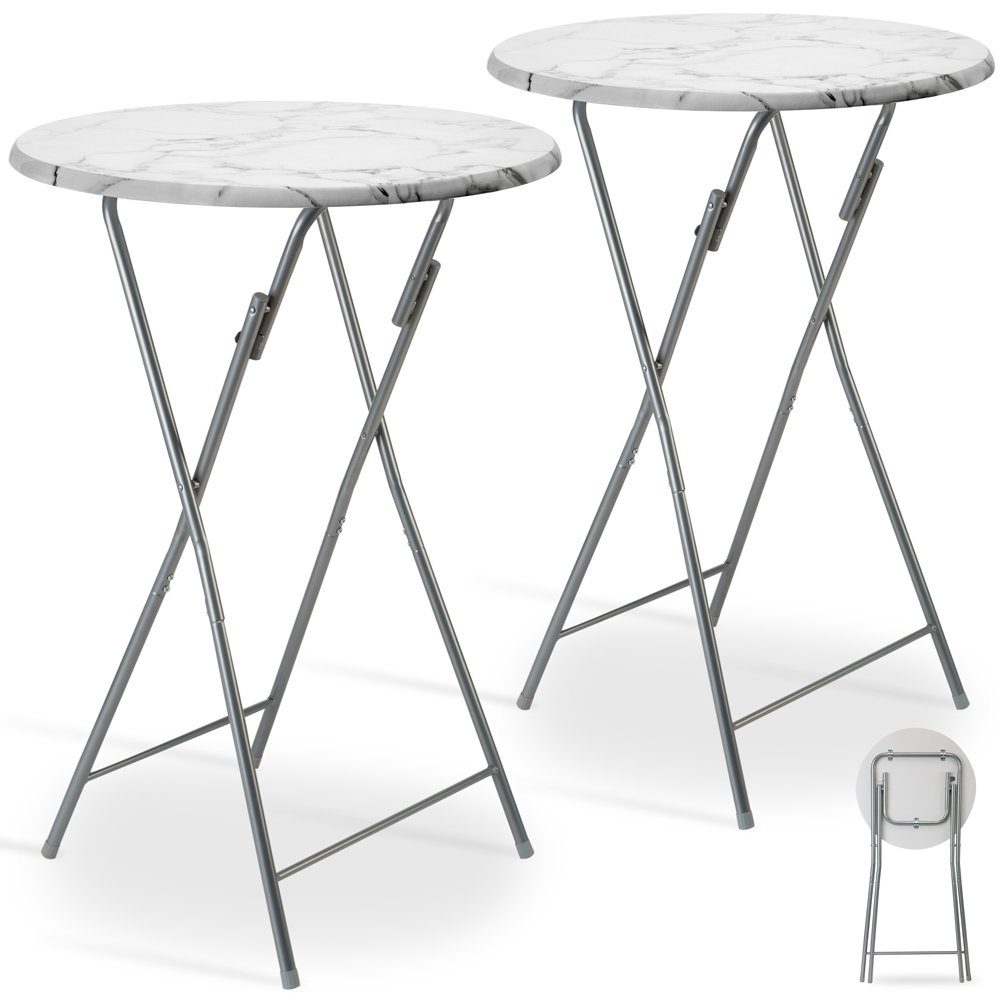 Casaria Stehtisch (2-St), 2x Klappbar 110cm Hoch Rund 60cm Garten Camping Bistrotisch