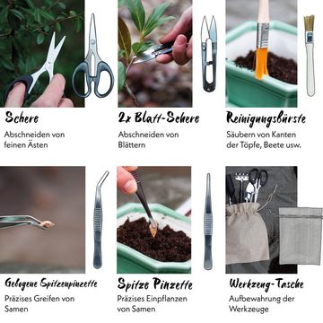 HappySeed Gartenpflege-Set Bonsai Werkzeug-Set 13-teilig mit praktischem Aufbewahrungsbeutel