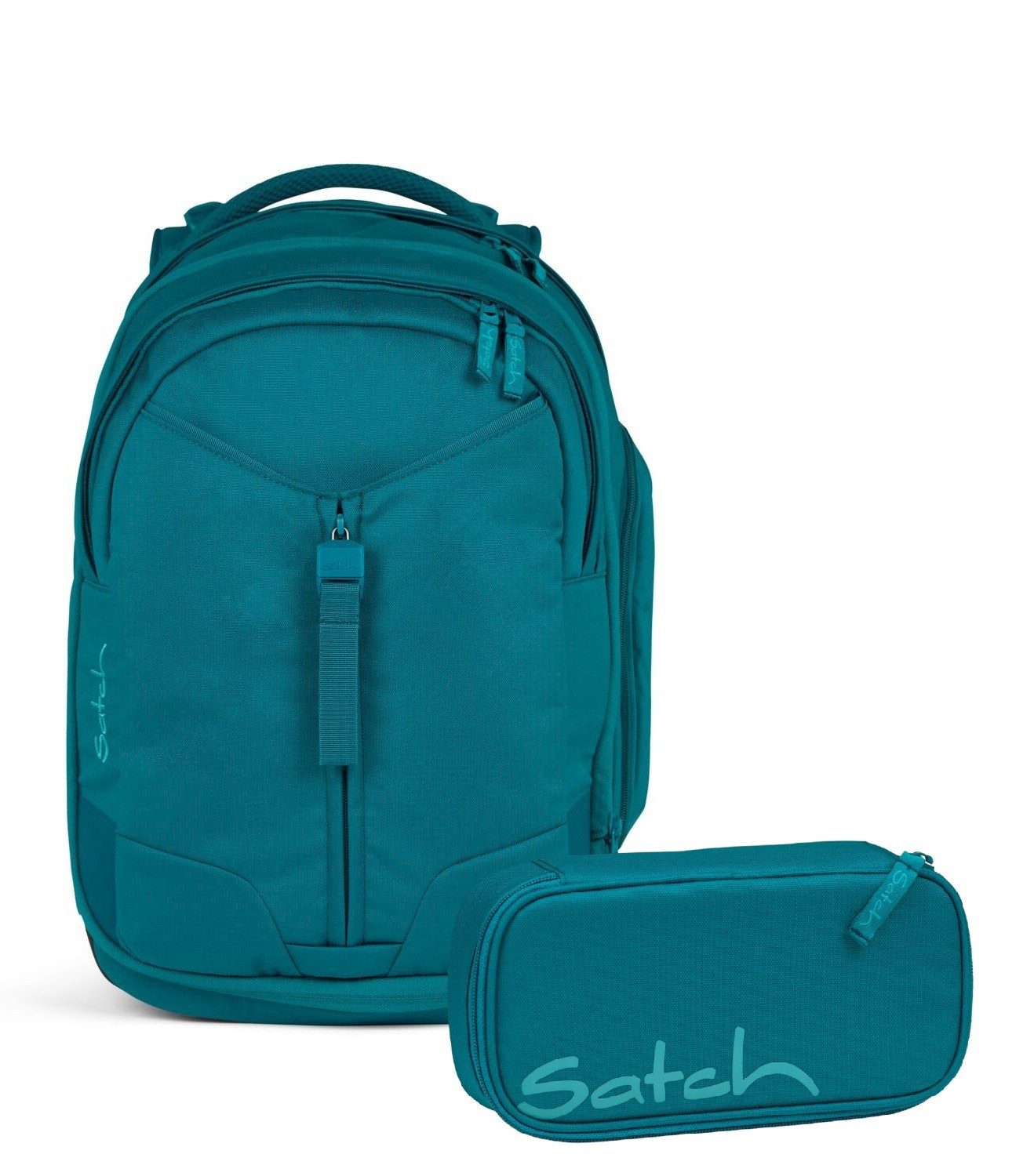 Satch Ранці Schulrucksack-Set MATCH Deep Petrol 2-teilig, Kollektion 2024 (2-teilig), Laptop-Fach, Your-Size-System, Ранці