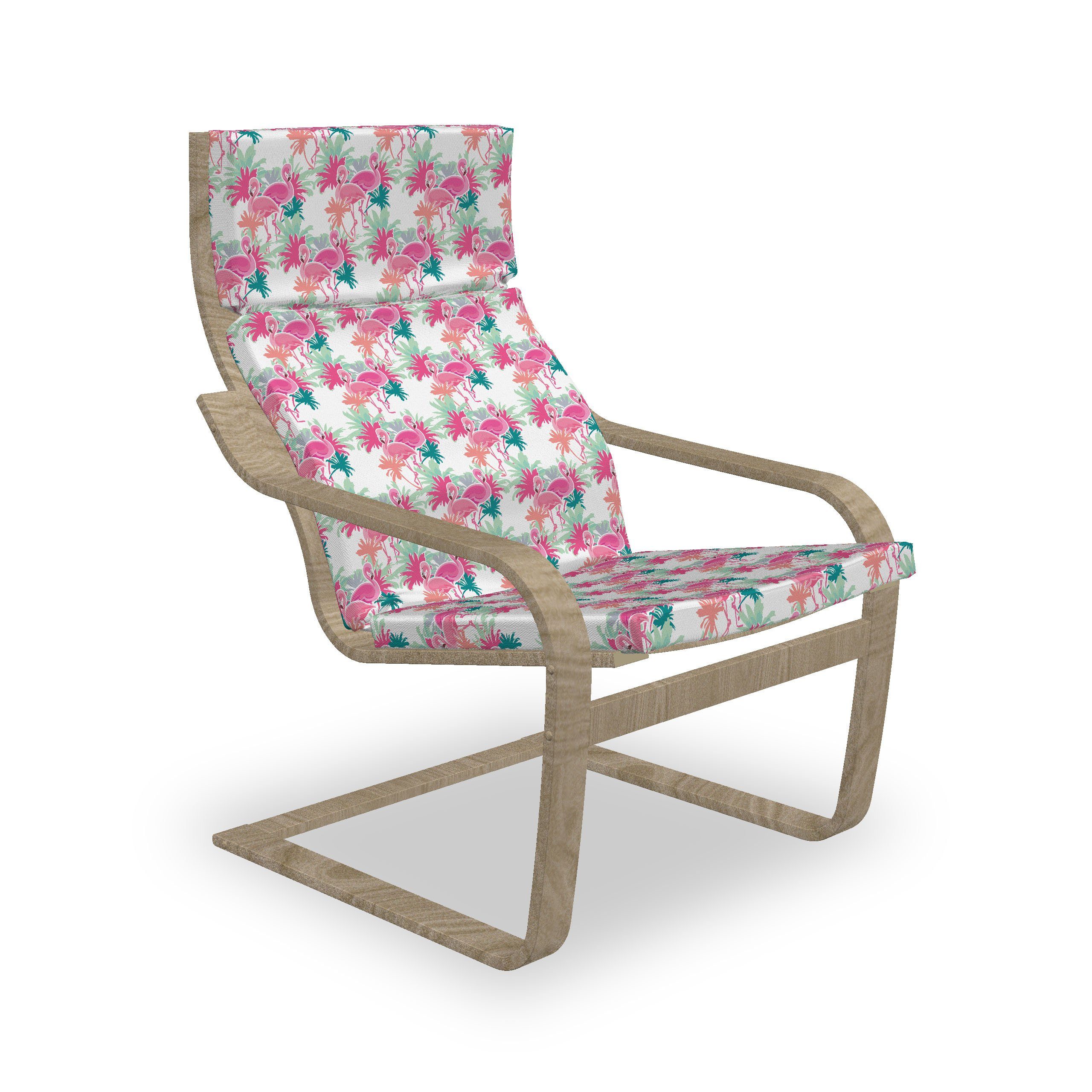 Abakuhaus Stuhlkissen Sitzkissen mit Stuhlkissen mit Hakenschlaufe und Reißverschluss, Flamingo Palmen Rosa Vogel-Kunst