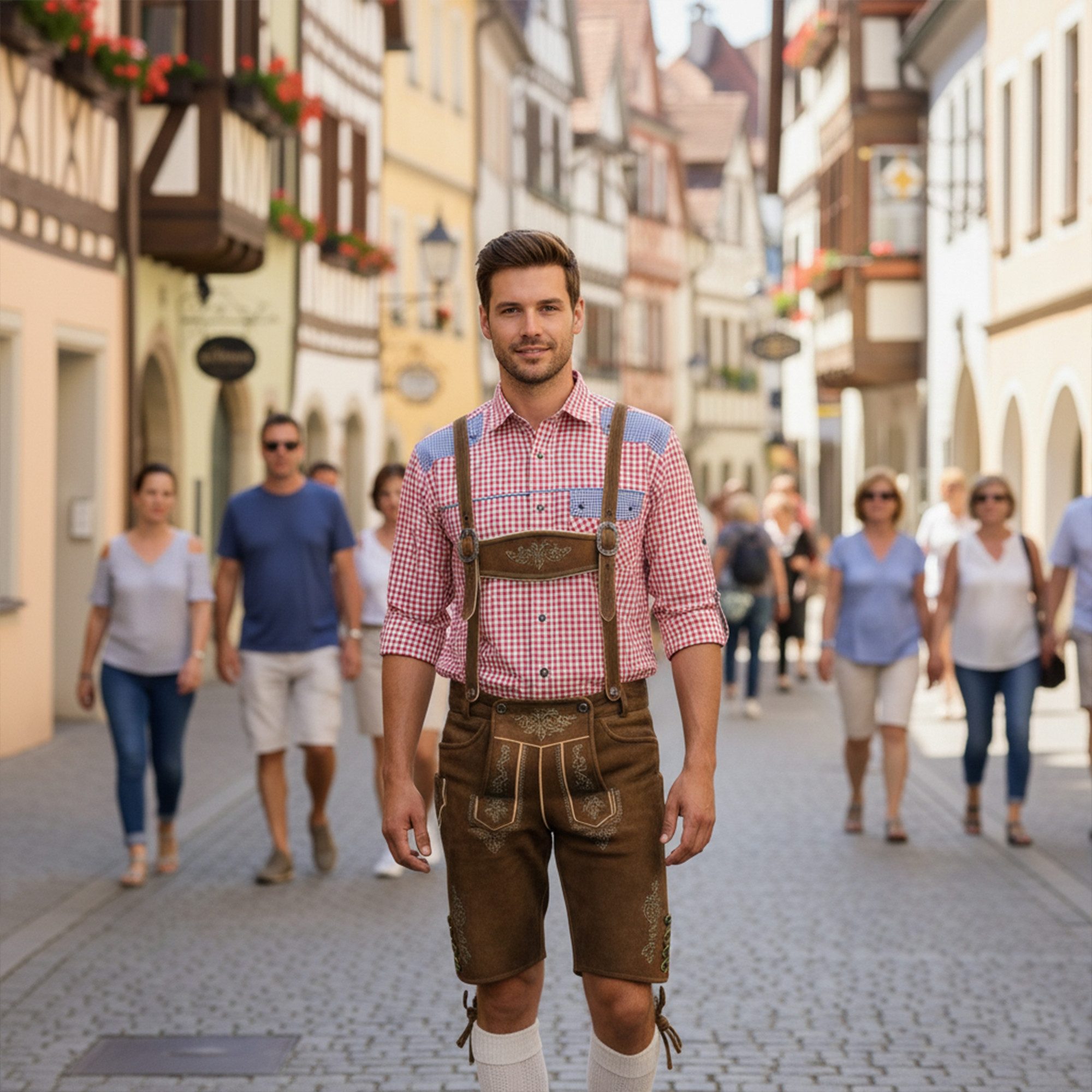 German Wear Trachtenhemd GW1243 Red Karo Trachtenhemd kariert Hemd für Trachtenlederhosen – Bild 3 von 5