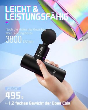 Yaber Massagepistole Mini M3, Muskelmassagegerät, Tragbare Mini Massage Gun, 4 Massageköpfen Massagegerät elektrisch für Nacken Schulter Rücken