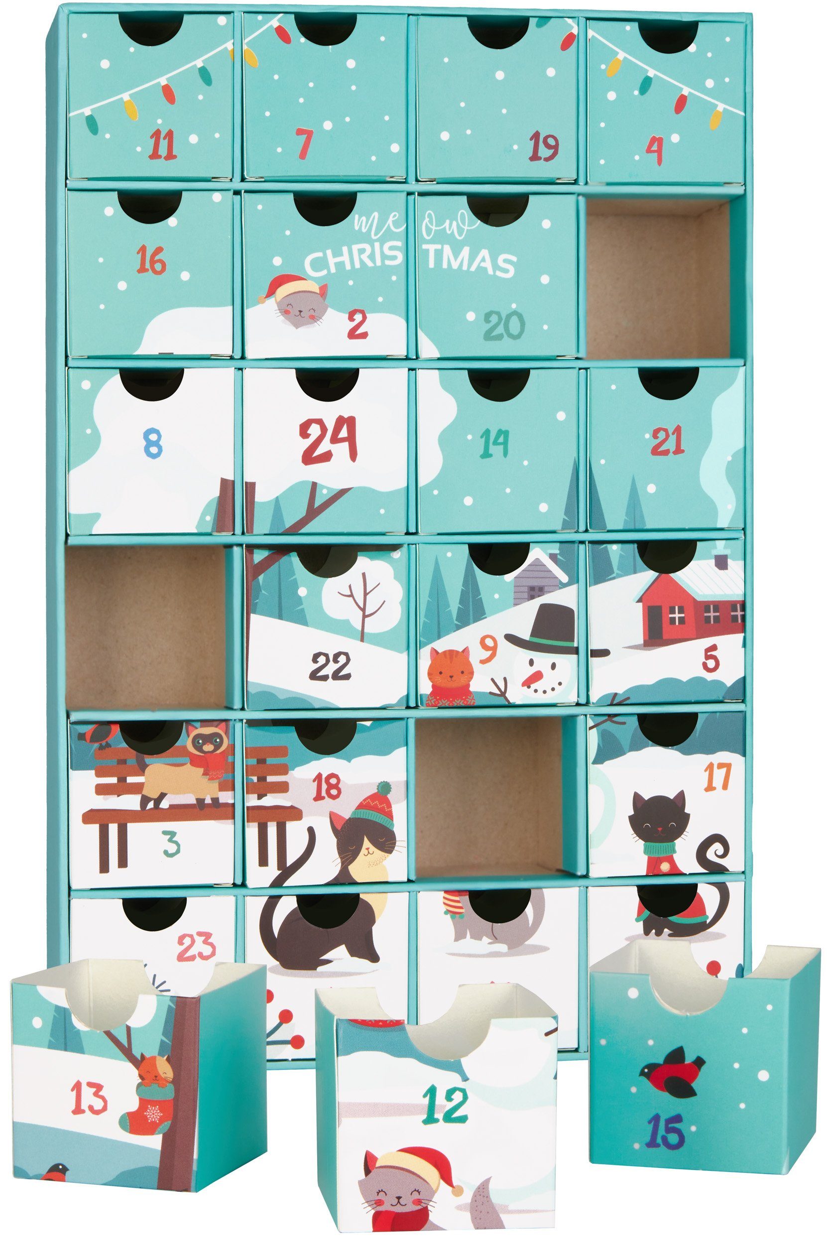 BRUBAKER befüllbarer Kalender für DIY Türchen, Leckerlis - Befüllen Snacks zum Adventskalender Süßigkeiten Kalender 24 1-tlg), Katzen für Haustier Weihnachtskalender (mit