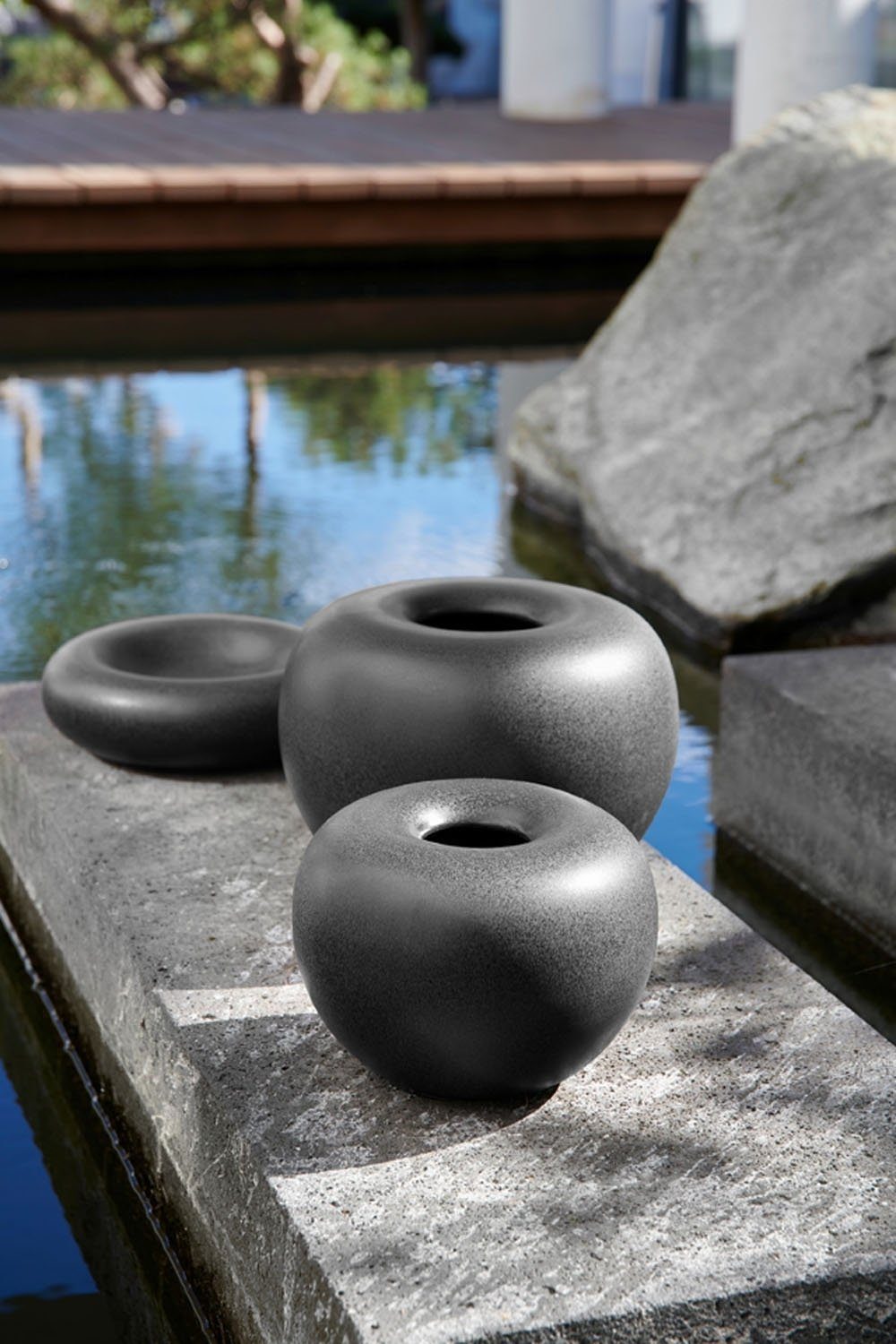 ASA SELECTION Dekovase STONE, Vase, Schwarz, Steinzeug, H 12 cm