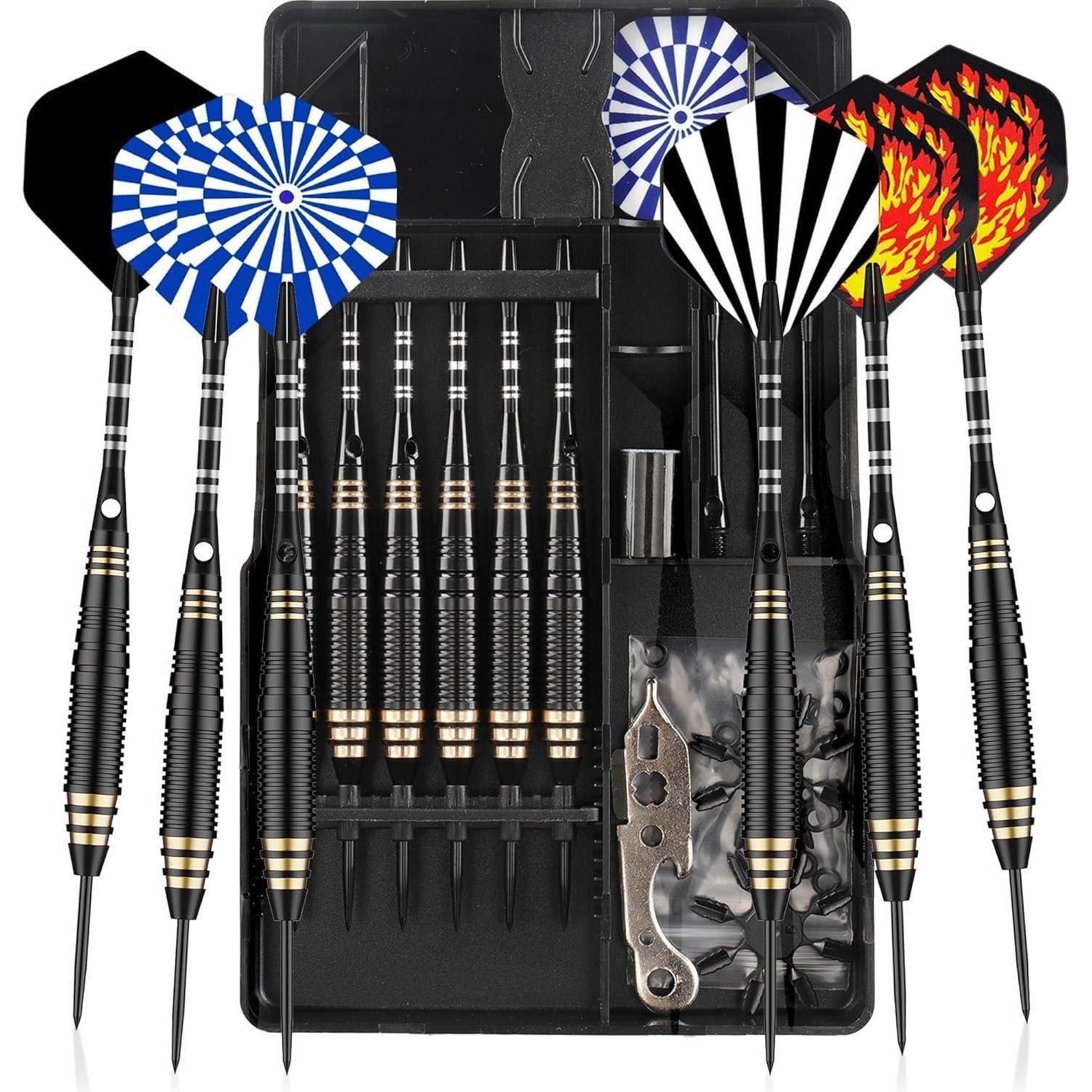 LuxusKollektion Dartpfeil Dartpfeile Metallspitze Steeldarts 24g Aluminium Schaft Flights Orings