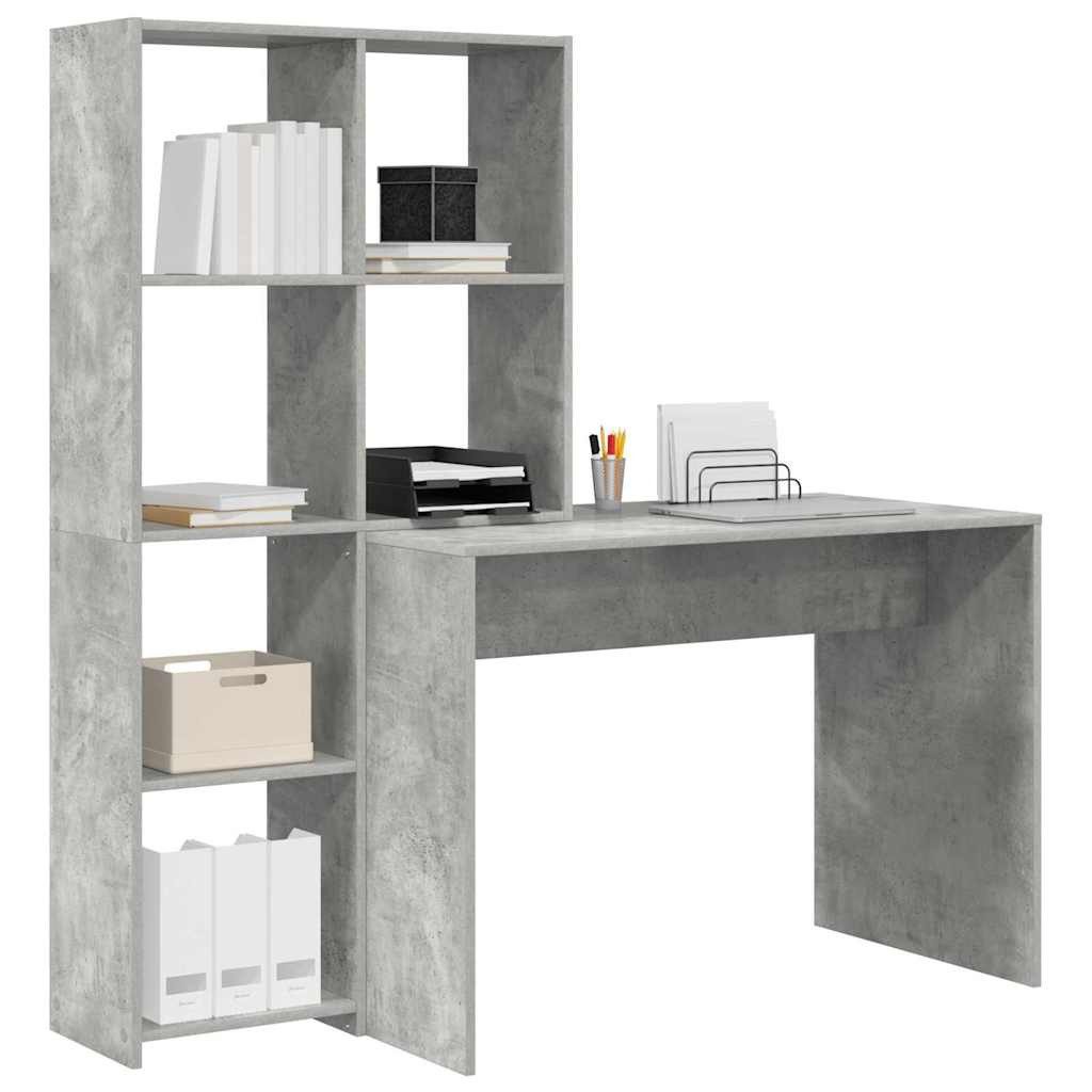 vidaXL Schreibtisch Schreibtisch Beton Grau 138,5 x 55 x 143 cm Holzwerksto günstig online kaufen