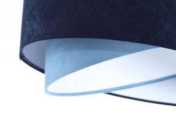 Licht-Erlebnisse Pendelleuchte MARLON, ohne Leuchtmittel, Stoff Metall D: 50 cm E27 Weiß Marineblau Hellblau Wohnzimmer Modern