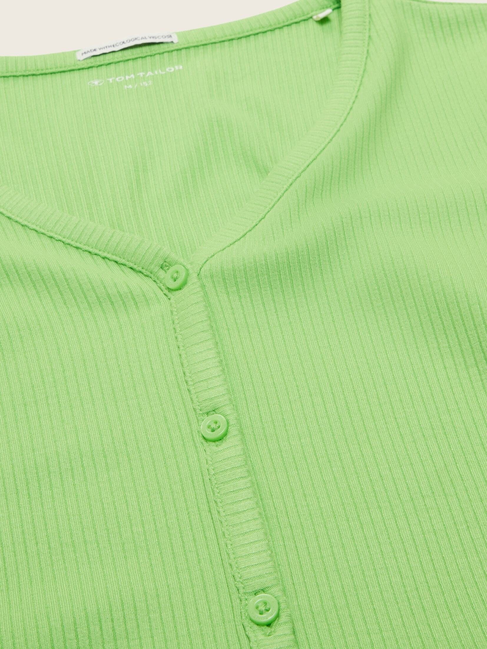 TOM TAILOR green Rippjacke lime Cropped liquid T-Shirt