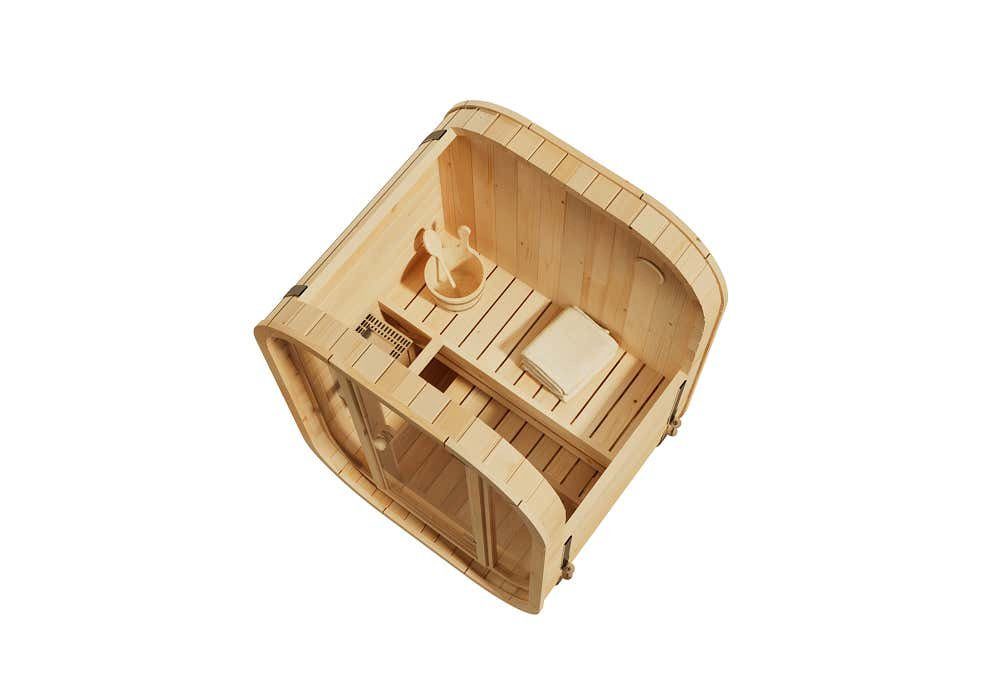 FinnTherm Sauna Innensauna Ellipso S, BxTxH: 135 x 113 x 210 cm, 42 mm, in Naturbelassen Inkl. Fußboden