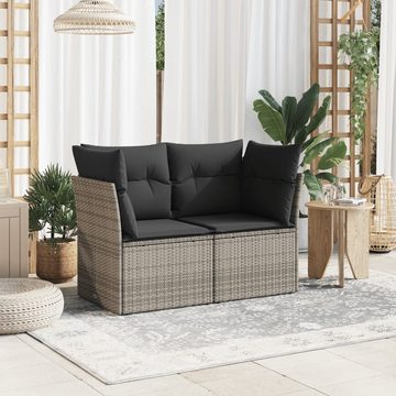 vidaXL Loungesofa Gartensofa 2-Sitzer mit Kissen Grau Poly Rattan