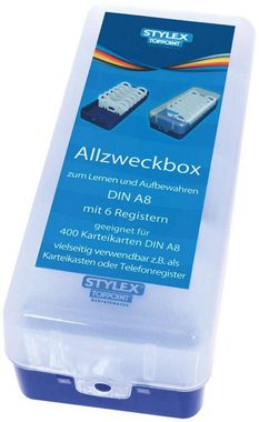 Stylex Schreibwaren Karteikasten 4x Lernbox / Karteikasten / DIN A8 / je 1x blau, rot, grün, pink