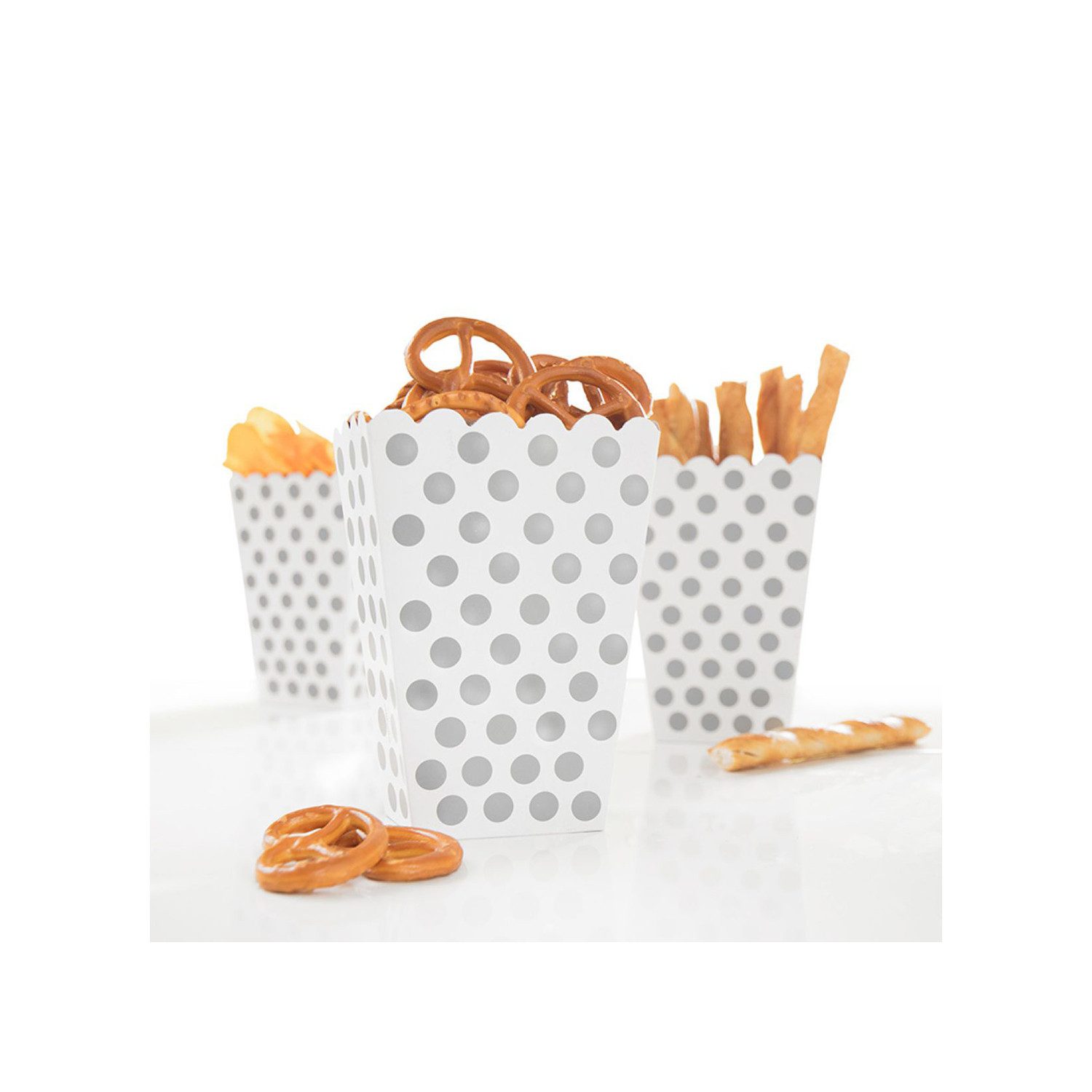 Unique Industries Inc. Hängedekoration Snackbox Dots 8Stk./9x14cm Silber
