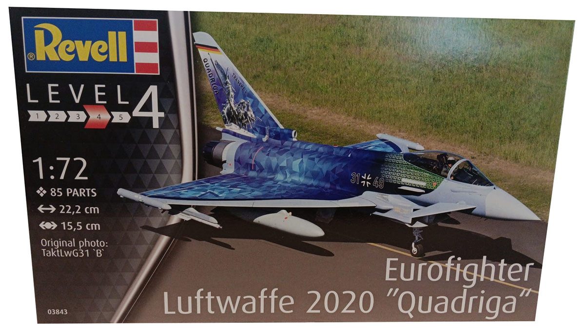 Revell® Modellbausatz Revell 03843 Luftwaffe Eurofighter 2020 "Quadriga" Modellflugzeug 85 T, Maßstab 1:72
