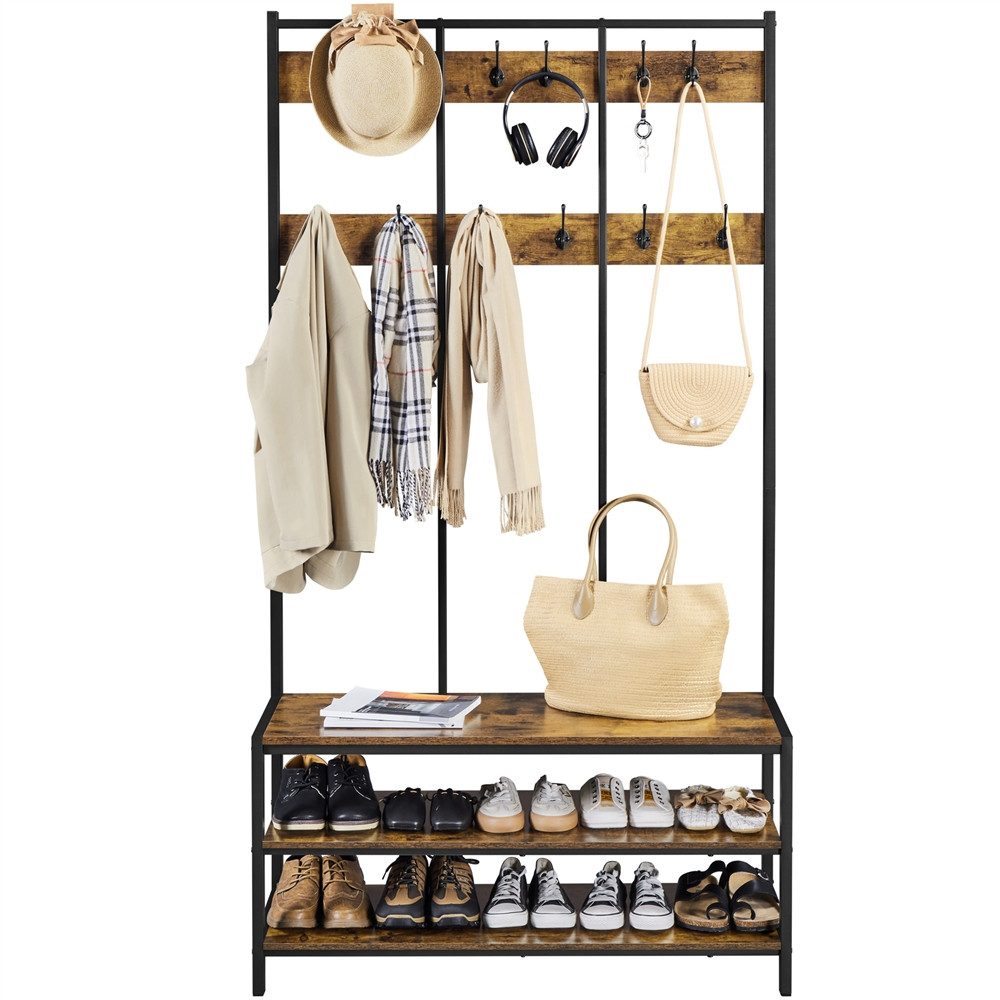 Yaheetech Garderobenständer 100 x 35 x 185 cm, Kleiderständer Industrie-Design 125 KG belastbar