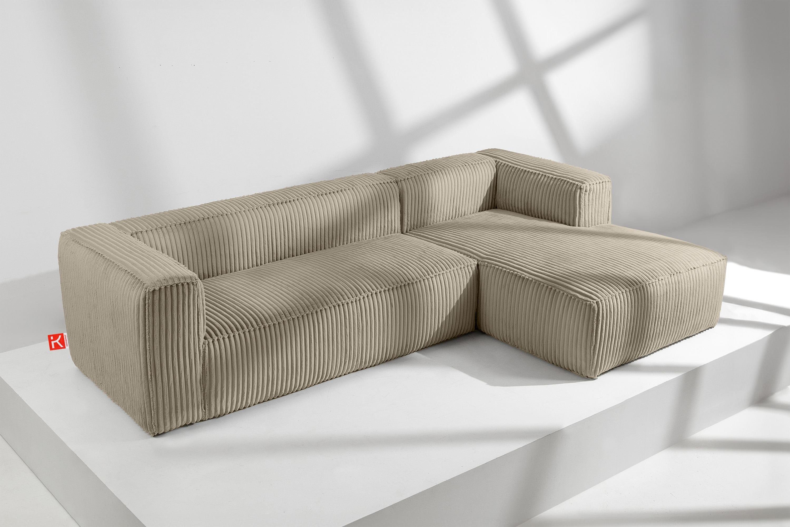 KONSIMO® Ecksofa Rechts Ecksofa FEROX, hergestellt in der EU,aus breitem Cordstoff,Modern