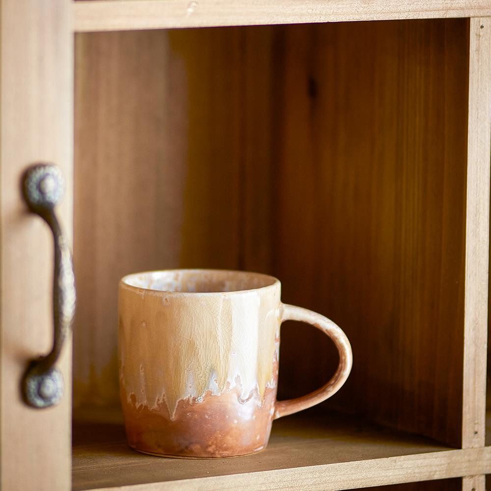 Bloomingville Tasse Milani Becher, Natur, Steingut, 400 ml, Steinzeug, Keramikbecher, Teebecher, Frühstücksbecher, skandinavisches Unikat