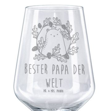 Mr. & Mrs. Panda Rotweinglas Bär König - Transparent - Geschenk, Papi, Teddy, Weinglas mit Gravur, Premium Glas, Luxuriöse Gravur