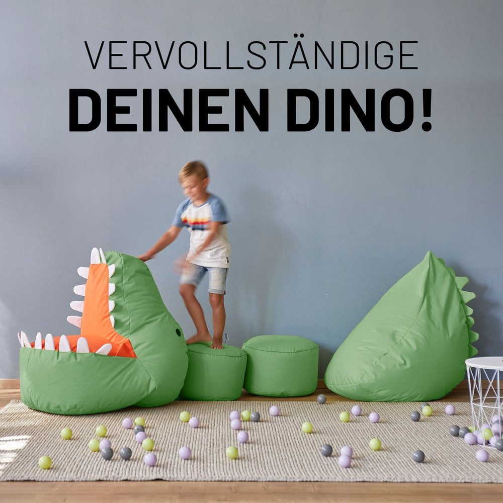 Lumaland Sitzsack Kinder Dino Kissen 90x90x70 cm (4 St), Kuschelsitzkissen, günstig online kaufen