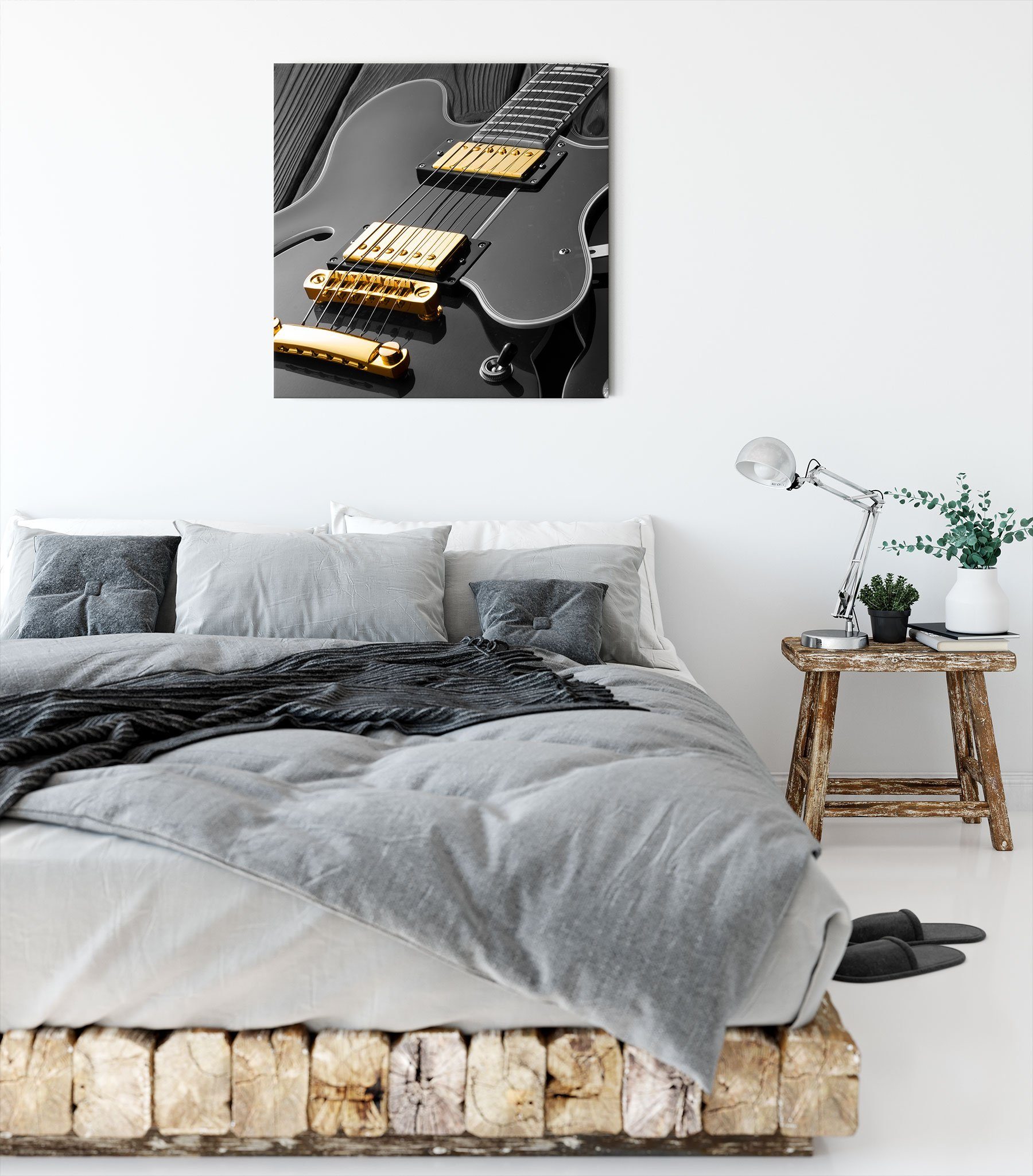 Pixxprint Leinwandbild elegante St), Leinwandbild Zackenaufhänger (1 E-Gitarre elegante inkl. fertig bespannt, E-Gitarre