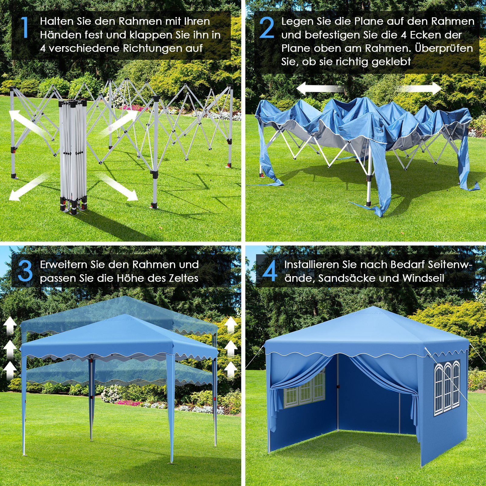 TLGREEN Faltpavillon 3x3 M Gartenpavillon Höhenverstellbar, günstig online kaufen