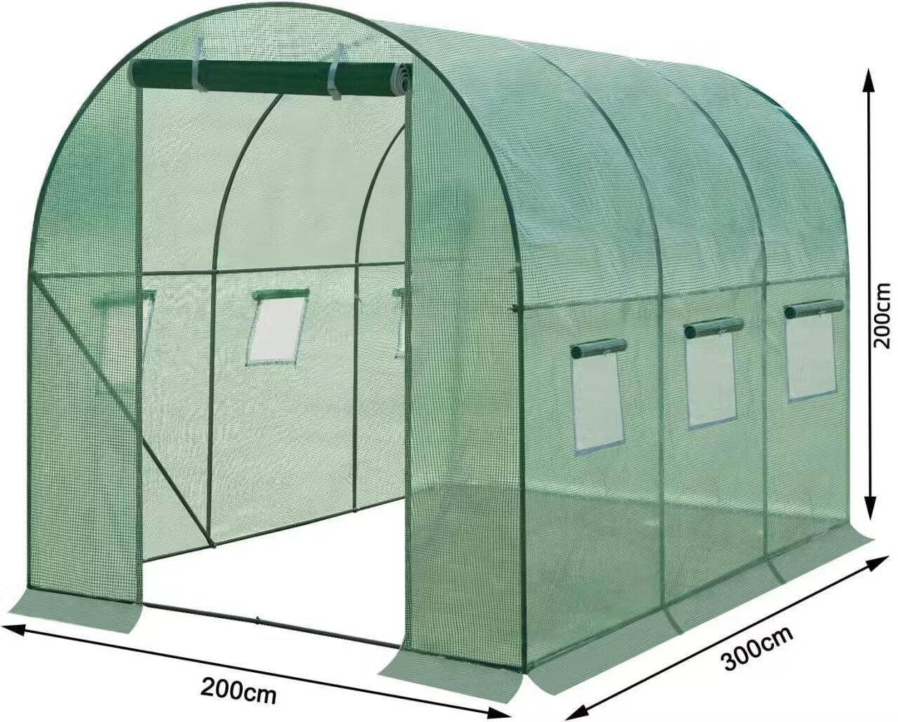 Woltu Tomatengewächshaus, BxTxH: 200 x 300 x 200,00 cm, Folientunnel für Aufzucht, mit Tür 6 Fenstern
