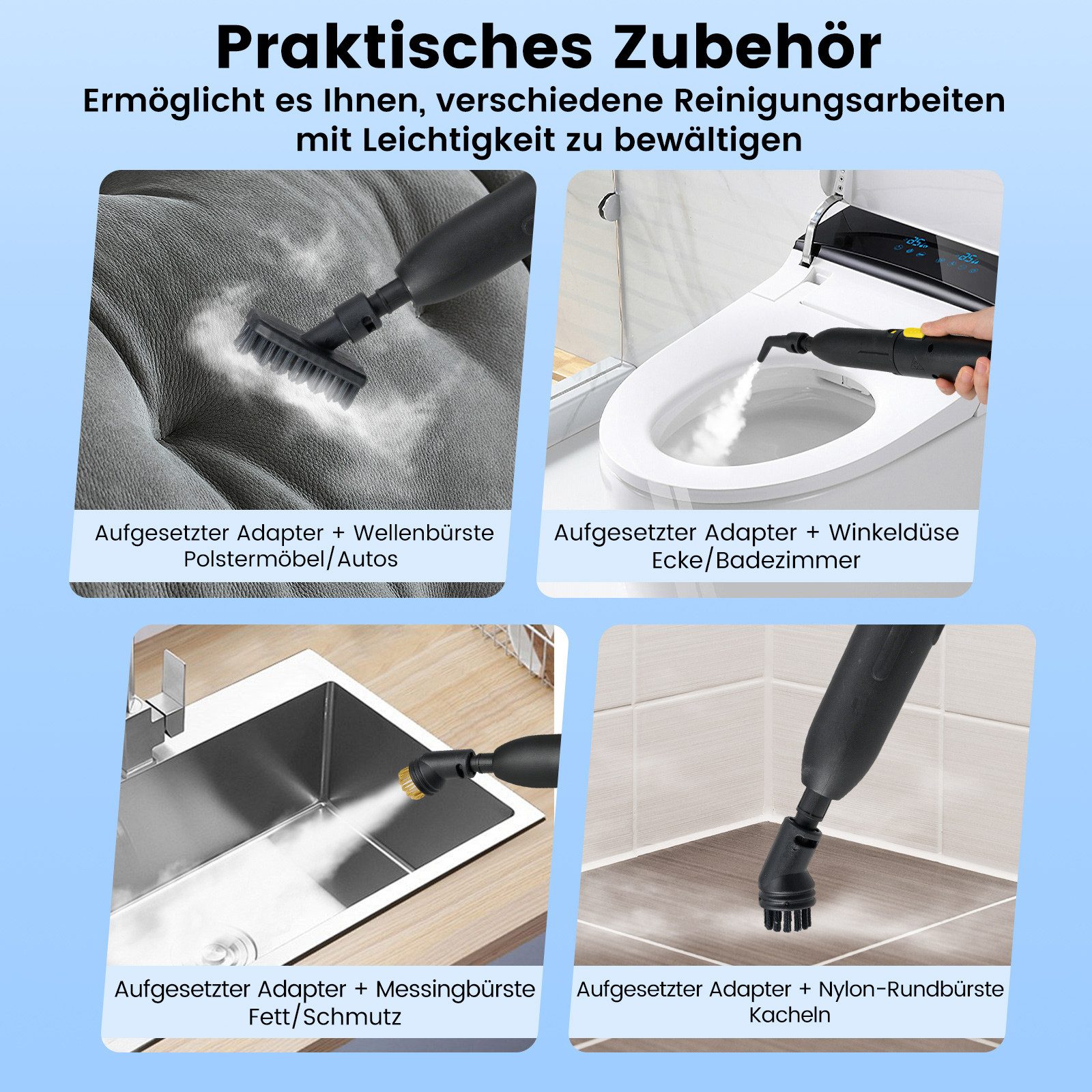 COSTWAY Dampfreiniger, 1500 W, 3 bar, bis 180℃, Handgerät mit 10 Teilen