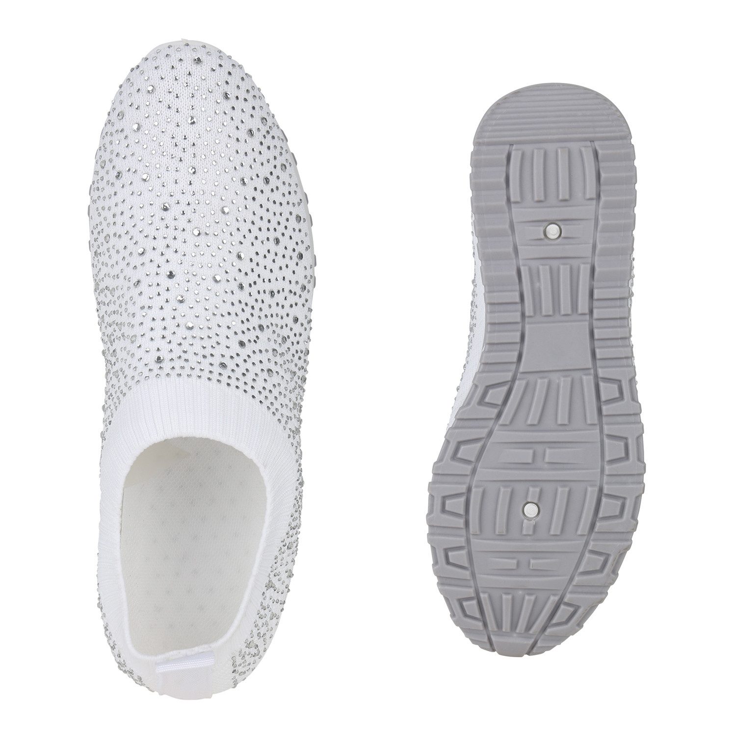 VAN HILL 841663 Laufschuh Damen Slip Ons Sportschuhe Sportliche Strass Profil-Sohle