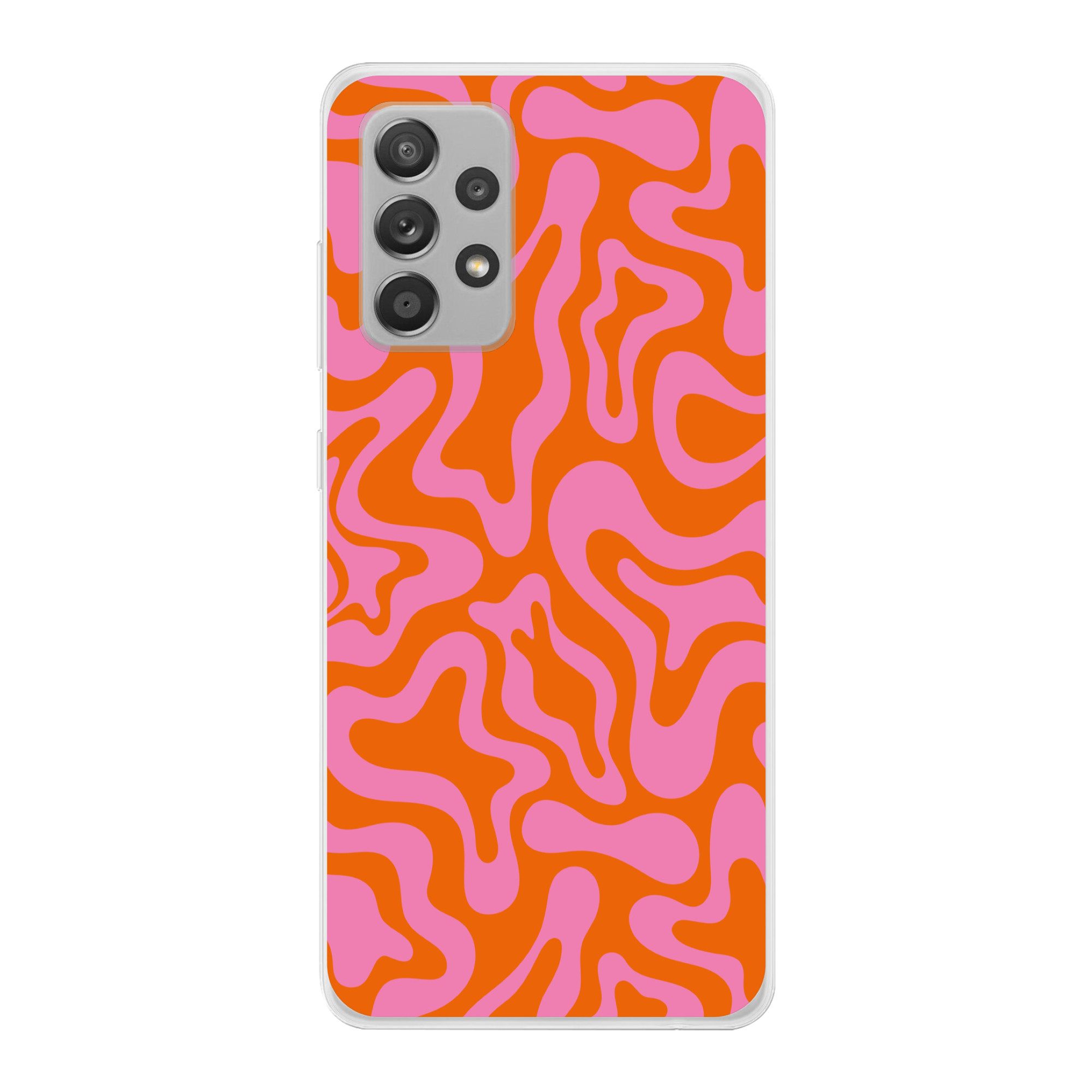 MuchoWow Handyhülle für Samsung Galaxy A53 Muster - Rosa - Orange - Abstrakt - Modern, Smartphone-Bumper, Print, Handy Schutzhülle Dünn