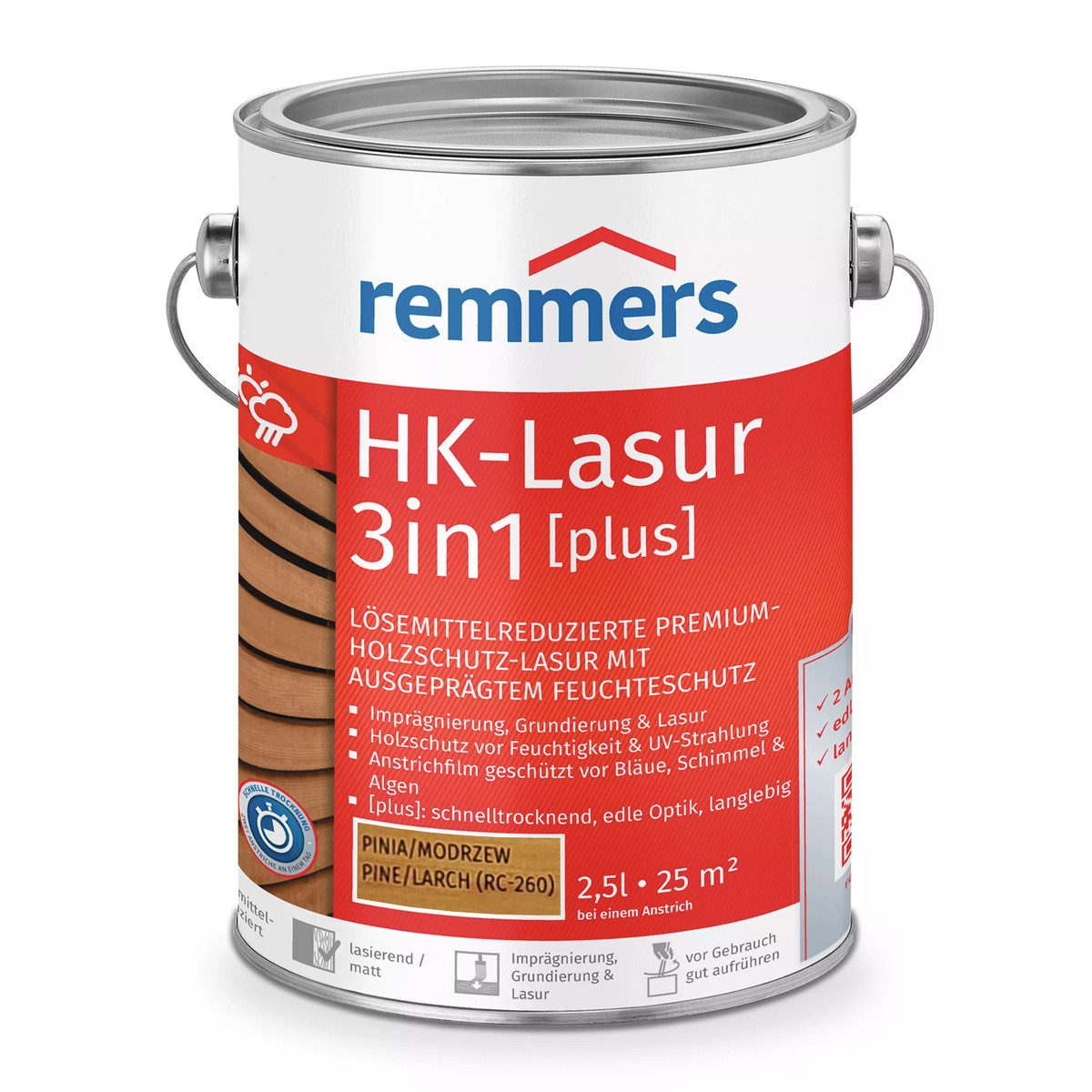 Remmers Holzschutzlasur Remmers HK-Lasur 3in1 Plus 2,5 L Holzschutzlasur