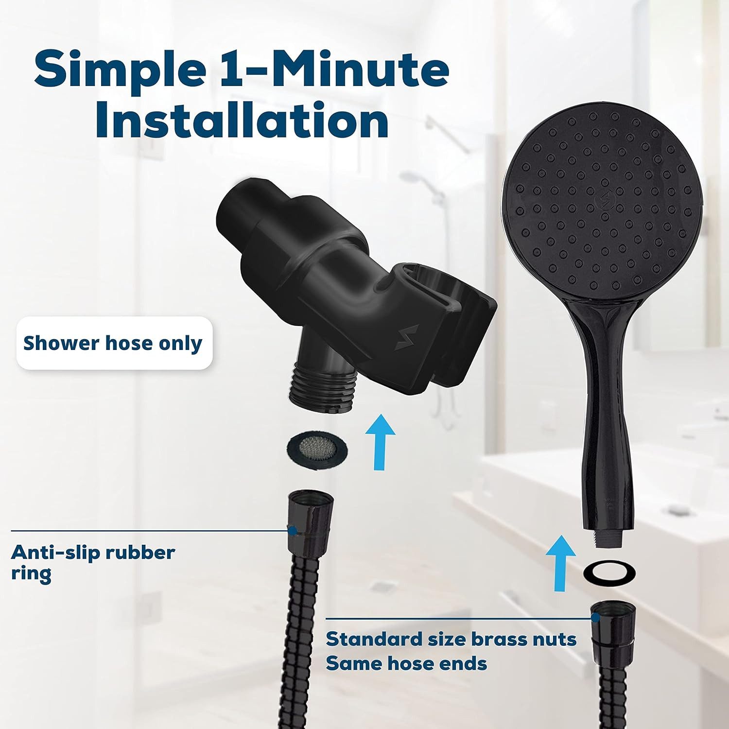 sparkpod Brauseschlauch Hochwertiger Brauseschlauch, flexibel & robust, Edelstahl 2m, (Premium Duschschlauch-Set, extra lang und flexibel, Enthält Duschschlauch und Installationsanleitung), Werkzeuglose Installation, robuster und flexibler Aufbau