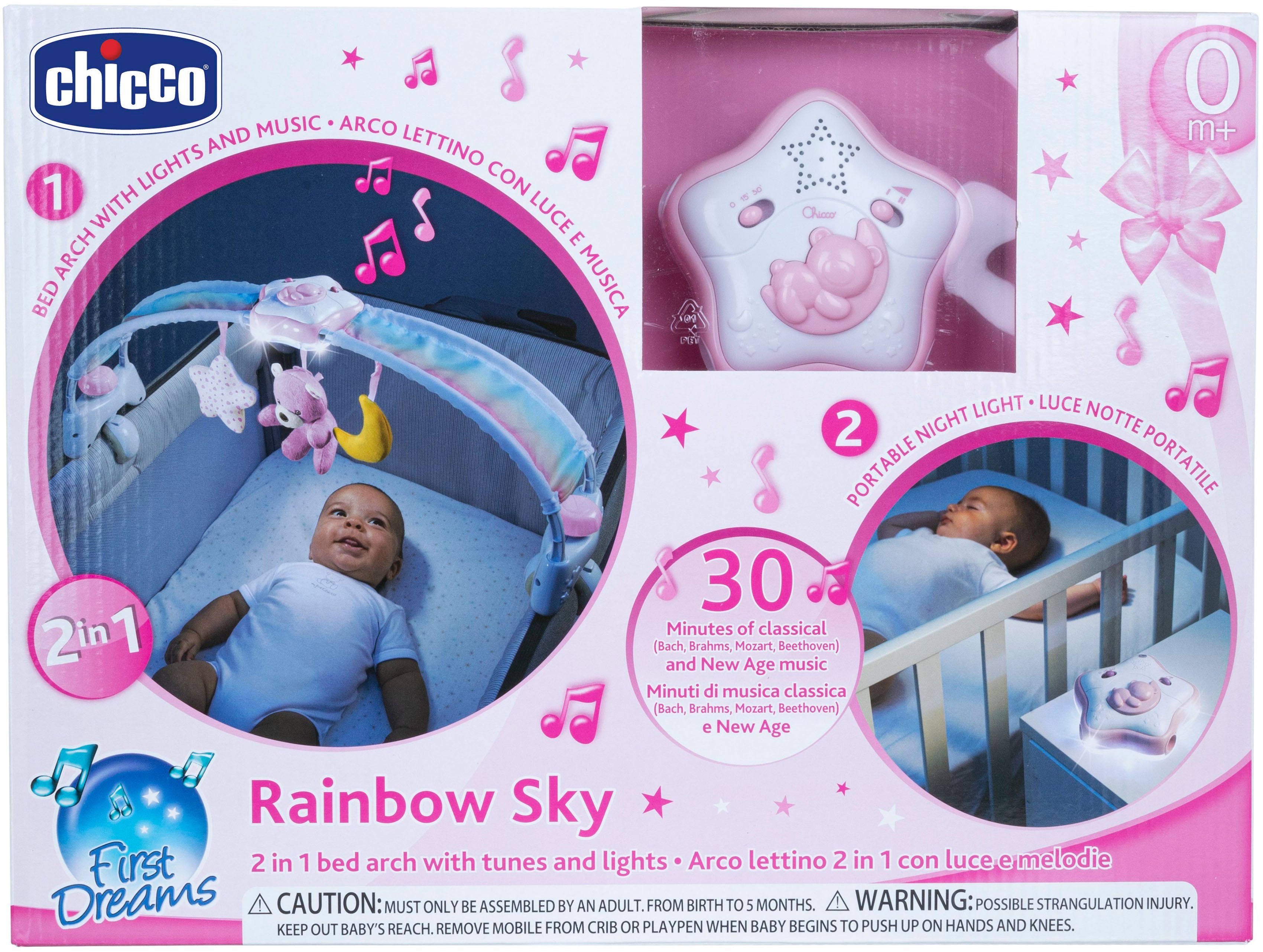 mit Chicco In Licht 1, 2 Pink Spielbogen Melodien, für Regenbogen-Spielbogen Kinderbett und