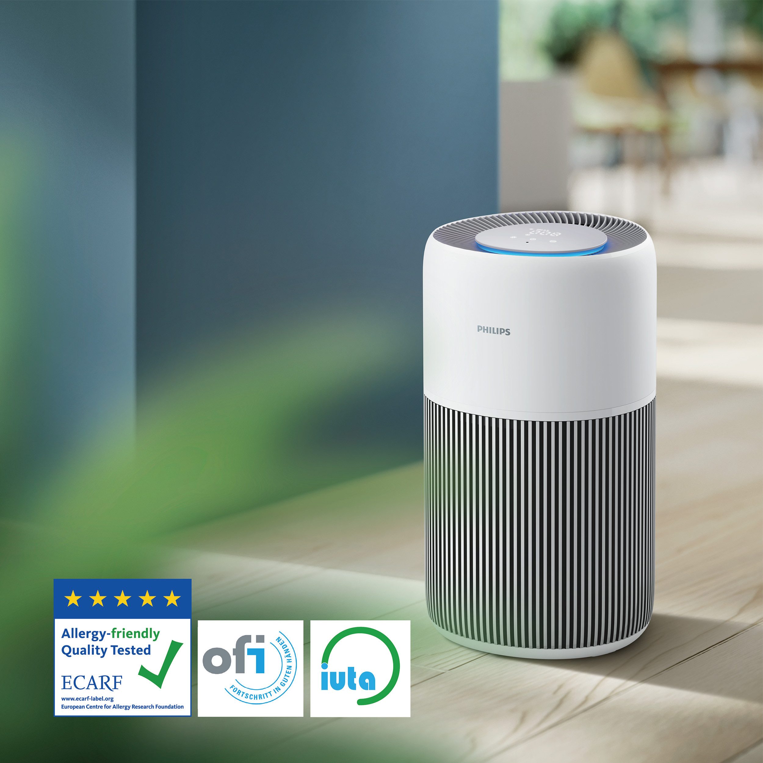 Philips Luftreiniger PureProctect Quiet 2200 Series, Luftreinigungsrate 420 m³/h, für 109 m² Räume, 3-Schichten-HEPA-Filtersystem, mit App Verbindung, leise