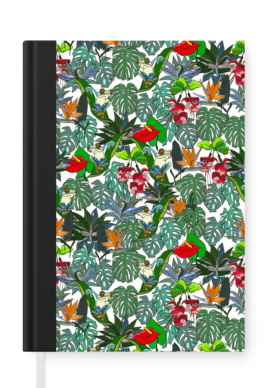 MuchoWow Notizbuch Muster - Pflanzen - Dschungel, Journal, Merkzettel, Tagebuch, Notizheft, A5, 98 Seiten, Haushaltsbuch