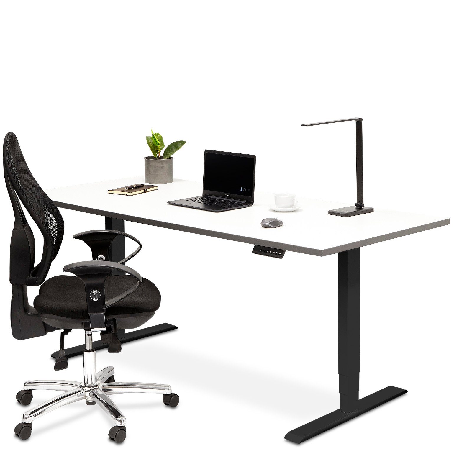 SO-TECH® Schreibtisch mit Belastbarkeit elektrisch höhenverstellbar Kg Tischplatte Tischgestell 120 inkl. Memoryeffekt, schwarz