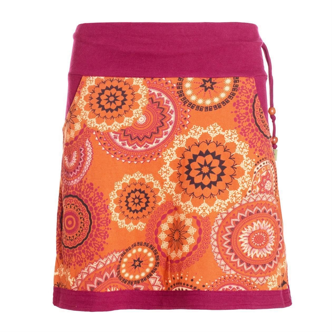 Vishes Minirock Damen Baumwolle Mandala-Muster breiter Bund mit Kordel-Zug und Taschen Alternative Bekleidung, Ethno, Hippie, Retro Style