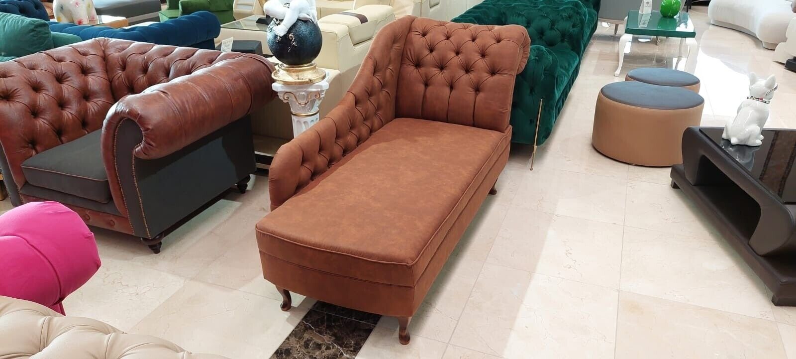 mane Chesterfield Chaiselongues Polster Europe Chaiselongue Made Sofort, Liege JVmoebel Chaise in