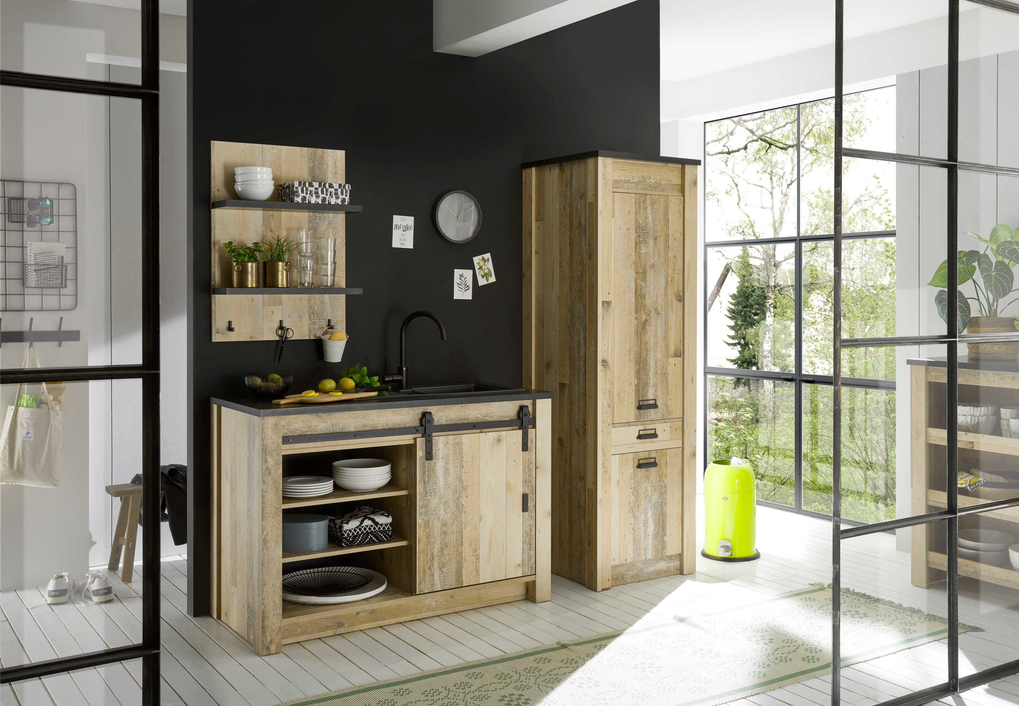 Home affaire Wandregal Sherwood, Breite 60 cm, in modernem Holz Dekor, 28 mm starke Ablageböden – Bild 4 von 5