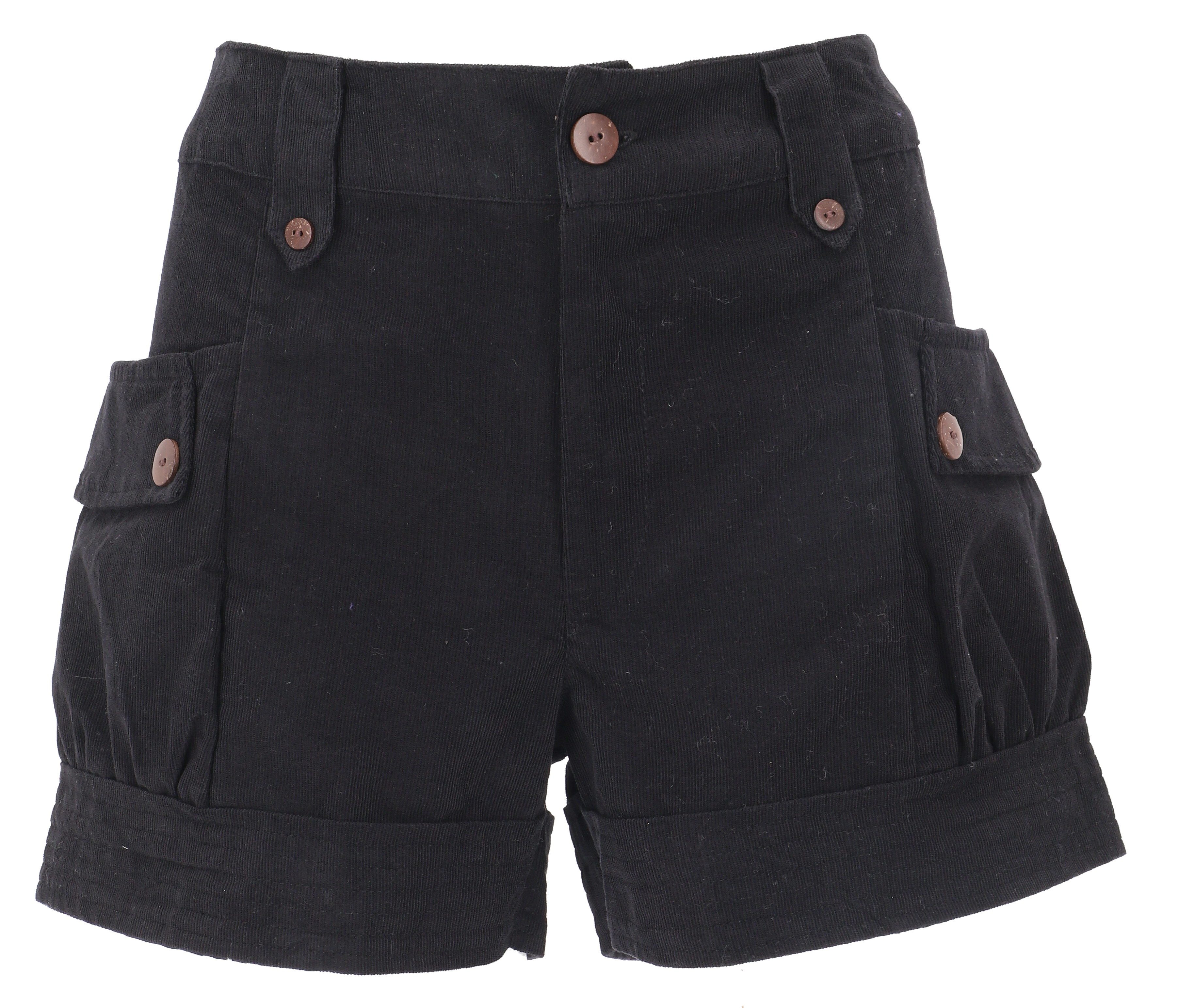 Guru-Shop Hose & Shorts Bequeme Cordshorts, kurze Hose mit Kokosknöpfen.. alternative Bekleidung