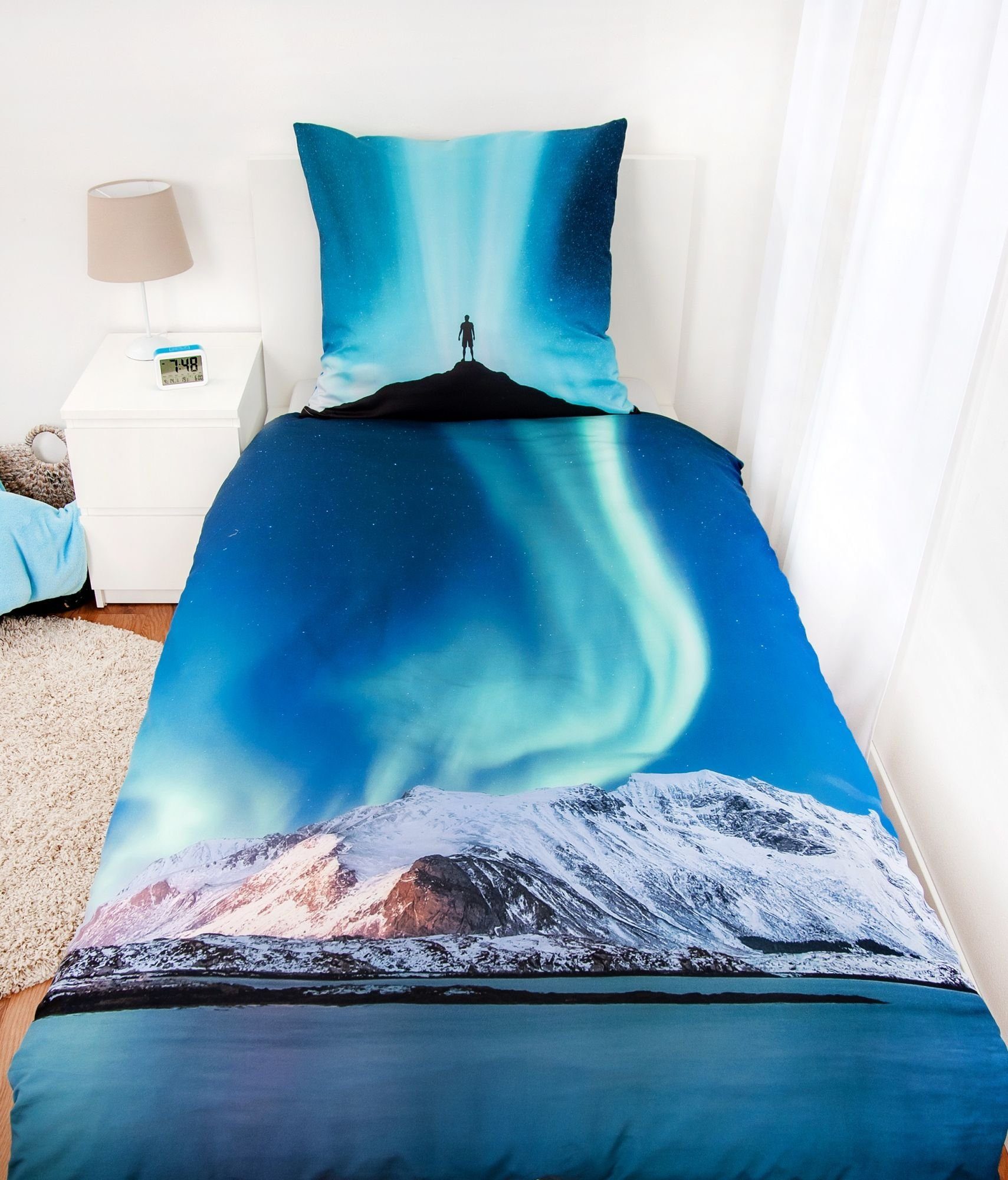 Herding Kinderbettwäsche Polarlichter Bettwäsche Set 2tlg. 135x200 cm 100% günstig online kaufen