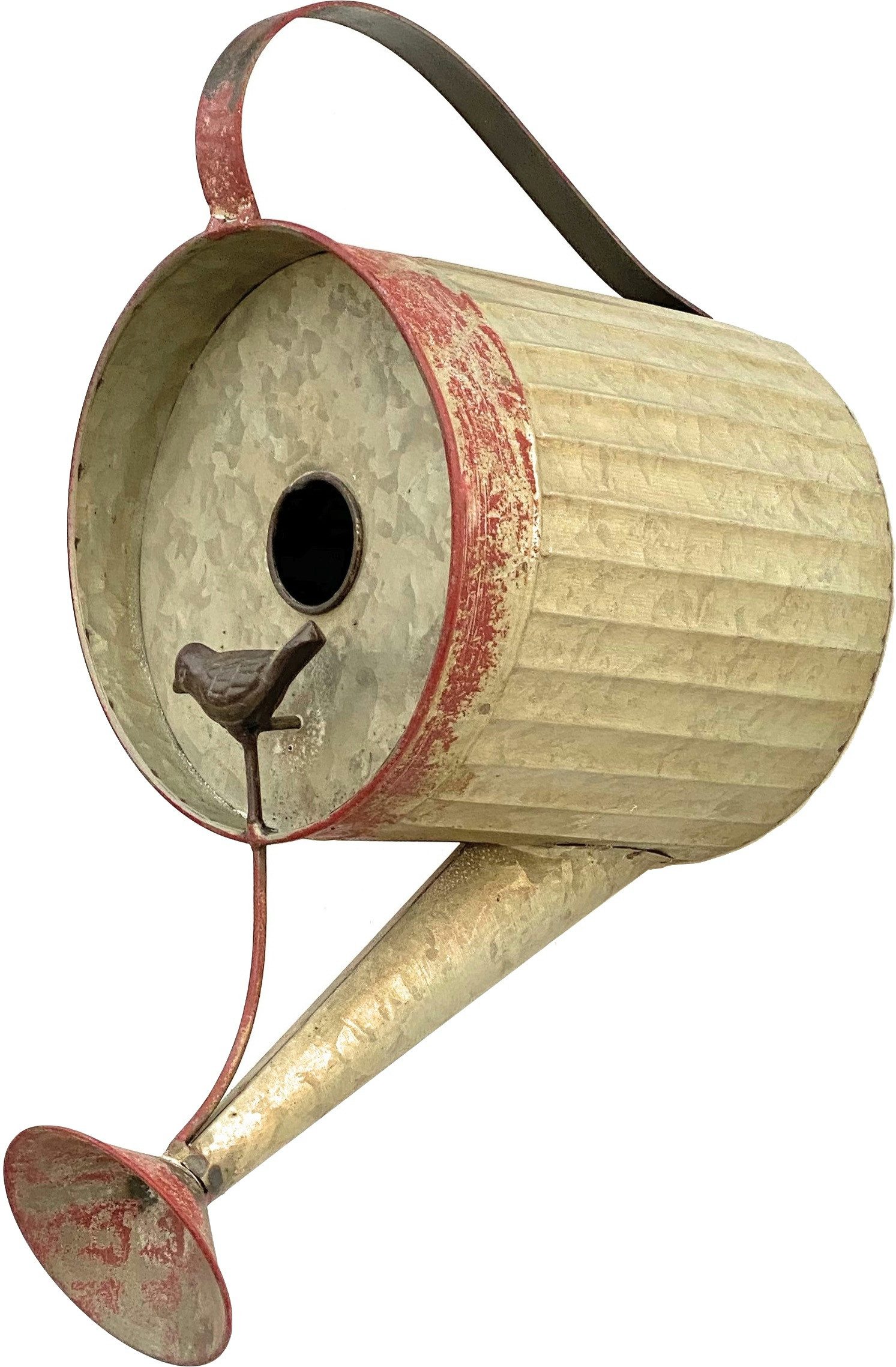 DanDiBo Vogelhaus zum Aufhängen Metall Deko Gießkanne wetterfest 501138 Nistkasten 40 cm, Futterstation für Vögel Shabby Metallkanne Kanne Balkon