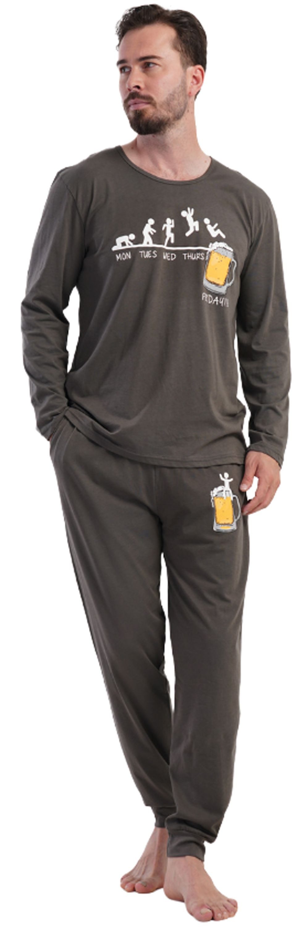 Vienetta Schlafanzug Man (Set, 2 tlg., 2-teilig) Herren Pyjama lang Langarm günstig online kaufen