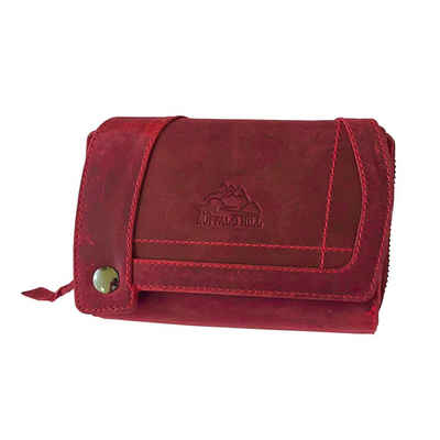 Buffalo Hill Geldbörse Büffelleder Portemonnaie, Kartenetui mit RFID-Schutz >BH-2679<, eleganter Damen Geldbeutel mit 12 Kartenfächern in Rot