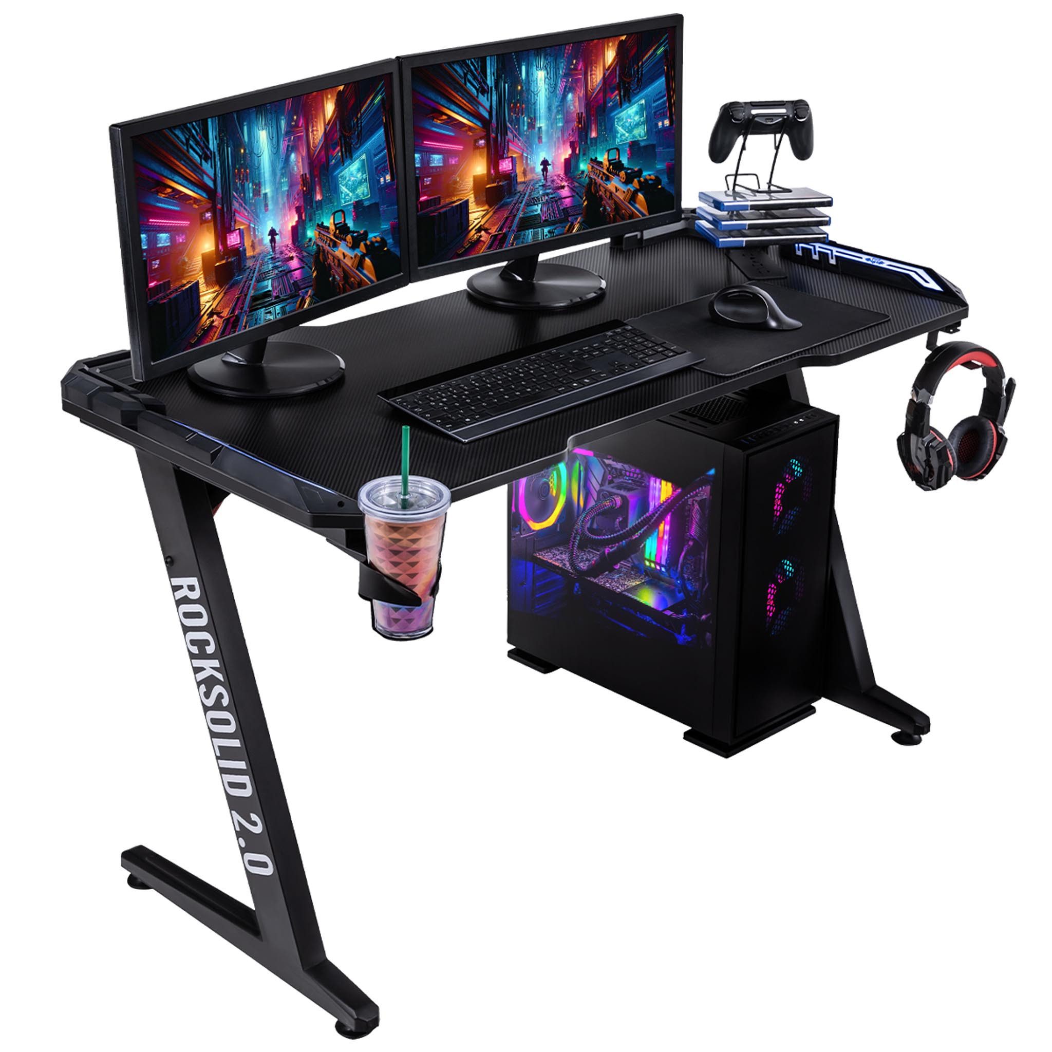 ELITE Gaming Gamingtisch Rocksolid Gamer Schreibtisch mit LED-Beleuchtung ( günstig online kaufen