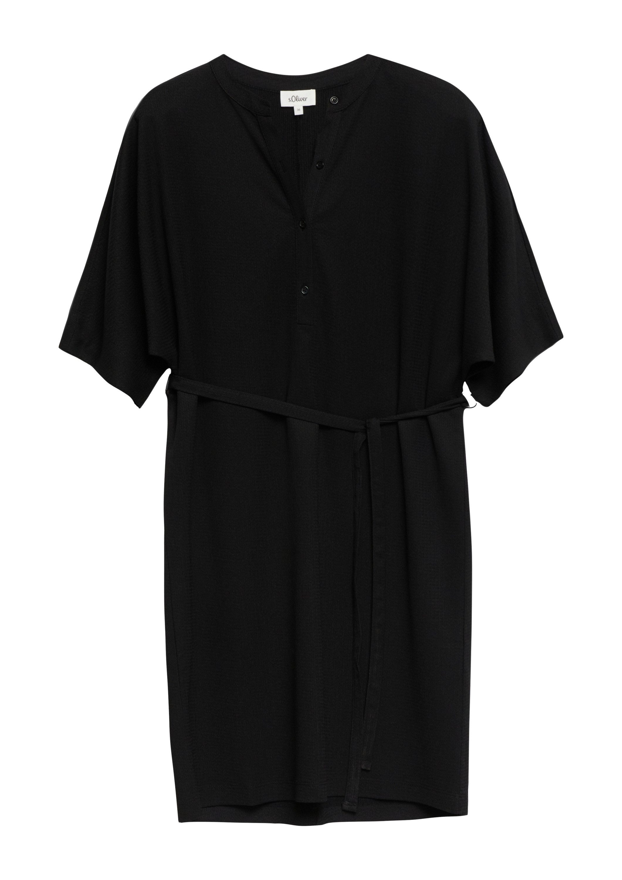 s.Oliver Midikleid Kleid Strukturiertes Jersey-Kleid mit Gürtel und Knopfleiste
