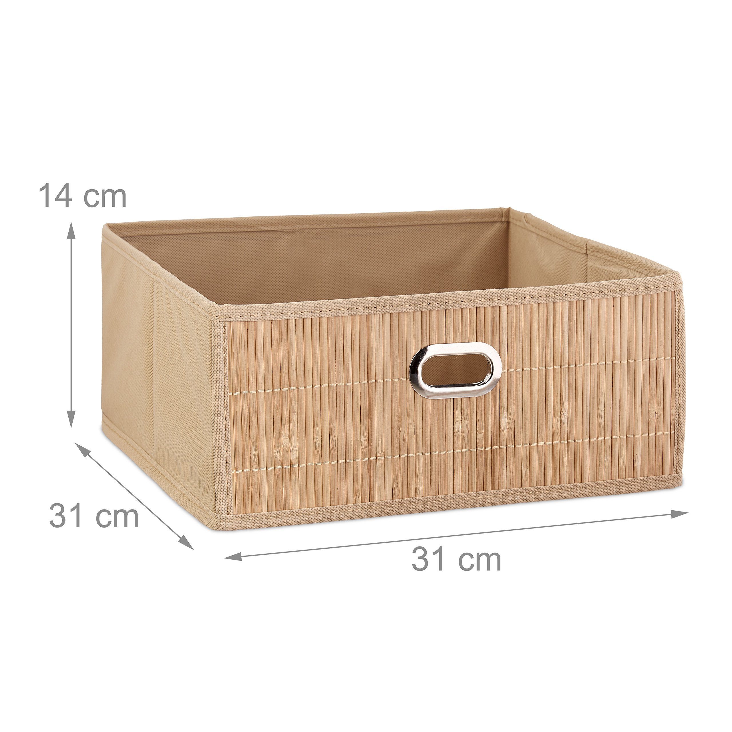 relaxdays Aufbewahrungskorb 2 x Aufbewahrungskorb Bambus flach (1 St) – Bild 4 von 5