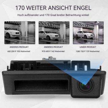 Hikity Auto Kofferraumgriff Rückfahrkamera 170 Grad Nachtsicht Einparkhilfe Rückfahrkamera (IP67 Wasserdichte Nachtsicht-Parkhilfekamera, für Audi für VW Tiguan/Golf/Jetta/Passat)