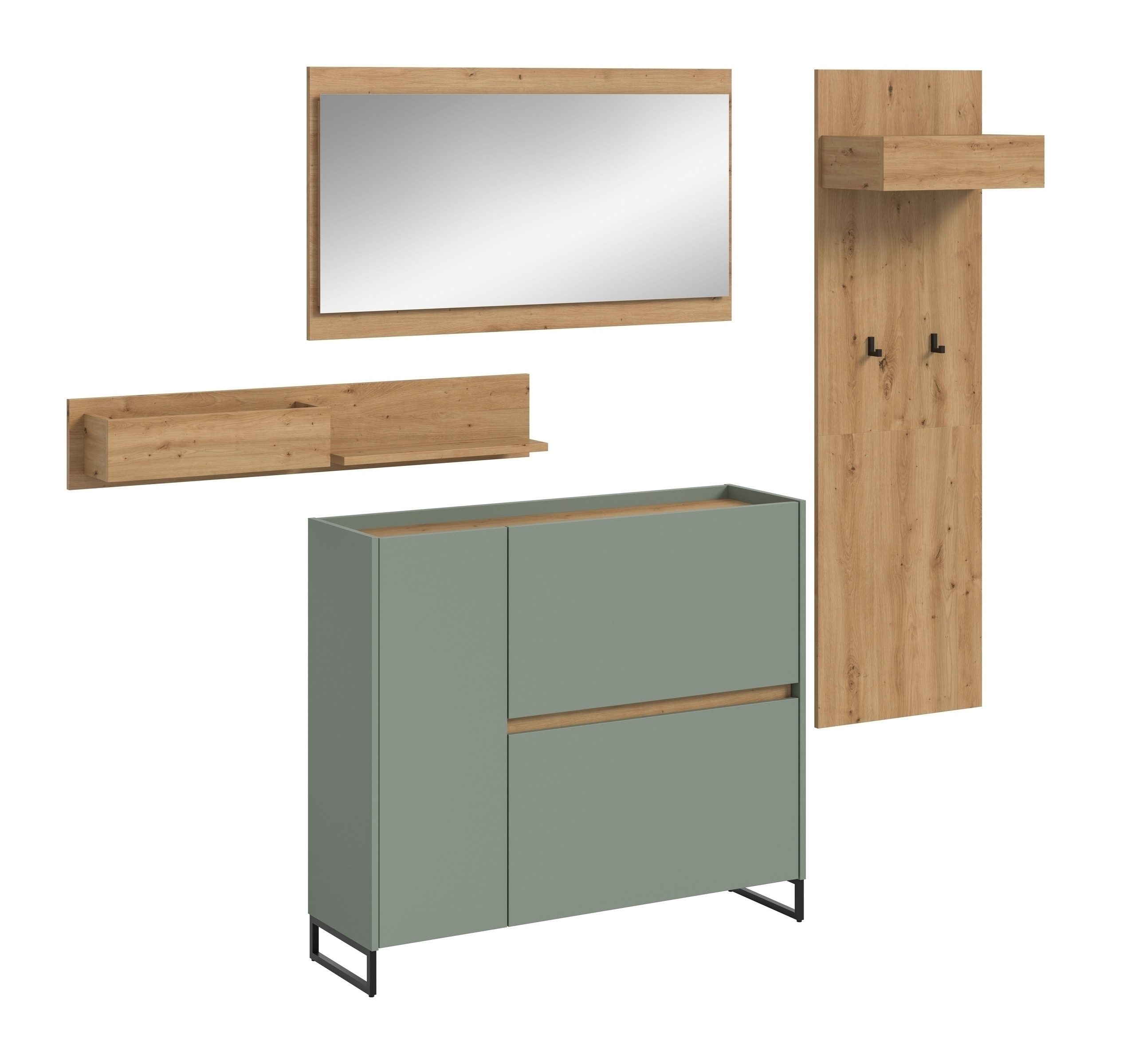 freiraum Garderoben-Set Drive, in Salbei - 192x175x32cm (BxHxT)